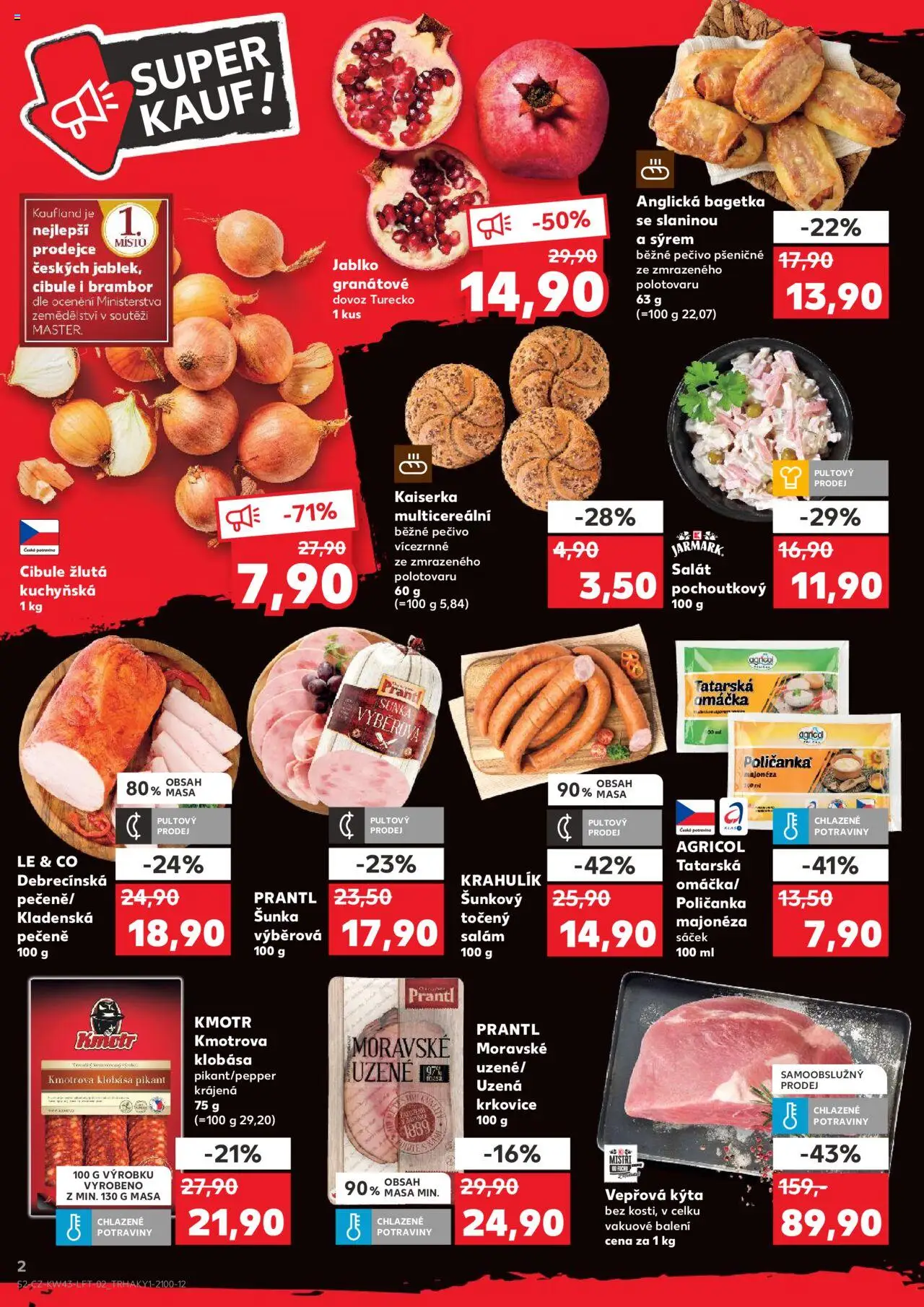 Kaufland leták - Brno od 22.10.2025 | Strana: 2 | Produkty: Kaiserka, Salát, Točený salám, Krkovice
