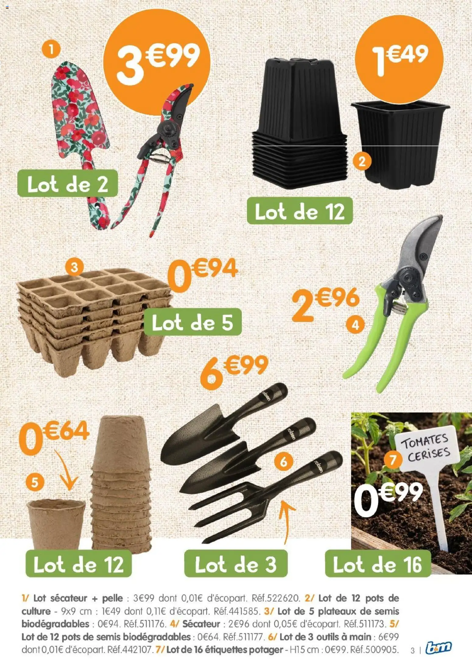 {H1} | Page: 3 | Produits: Cerises, Sécateur, Tomates