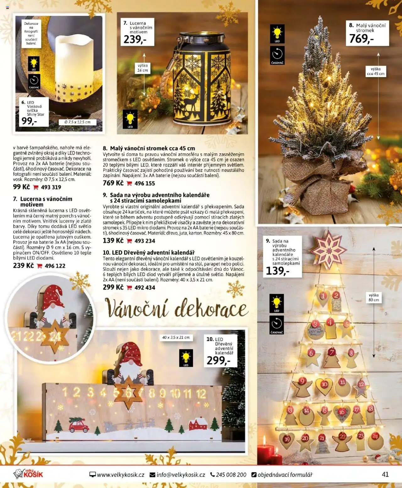 Velký Košík katalog říjen od 01.10.2025 | Strana: 41 | Produkty: Adventní kalendář, Vánoční dekorace, LED, LED světlo