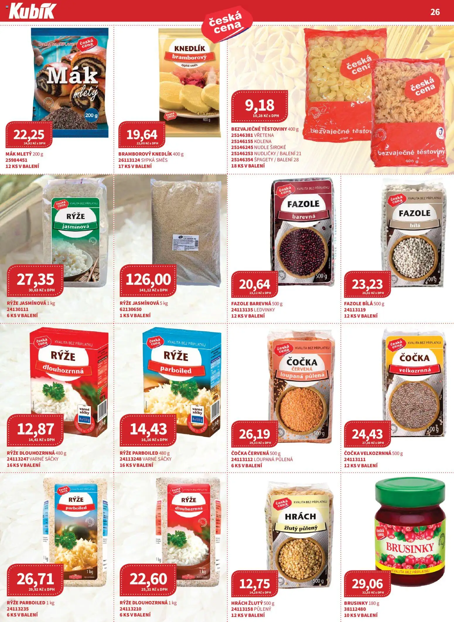 Kubík leták - Velkoobchod 01/2026 od 07.01.2026 | Strana: 26 | Produkty: Rýže, Těstoviny, Fazole, Nudle