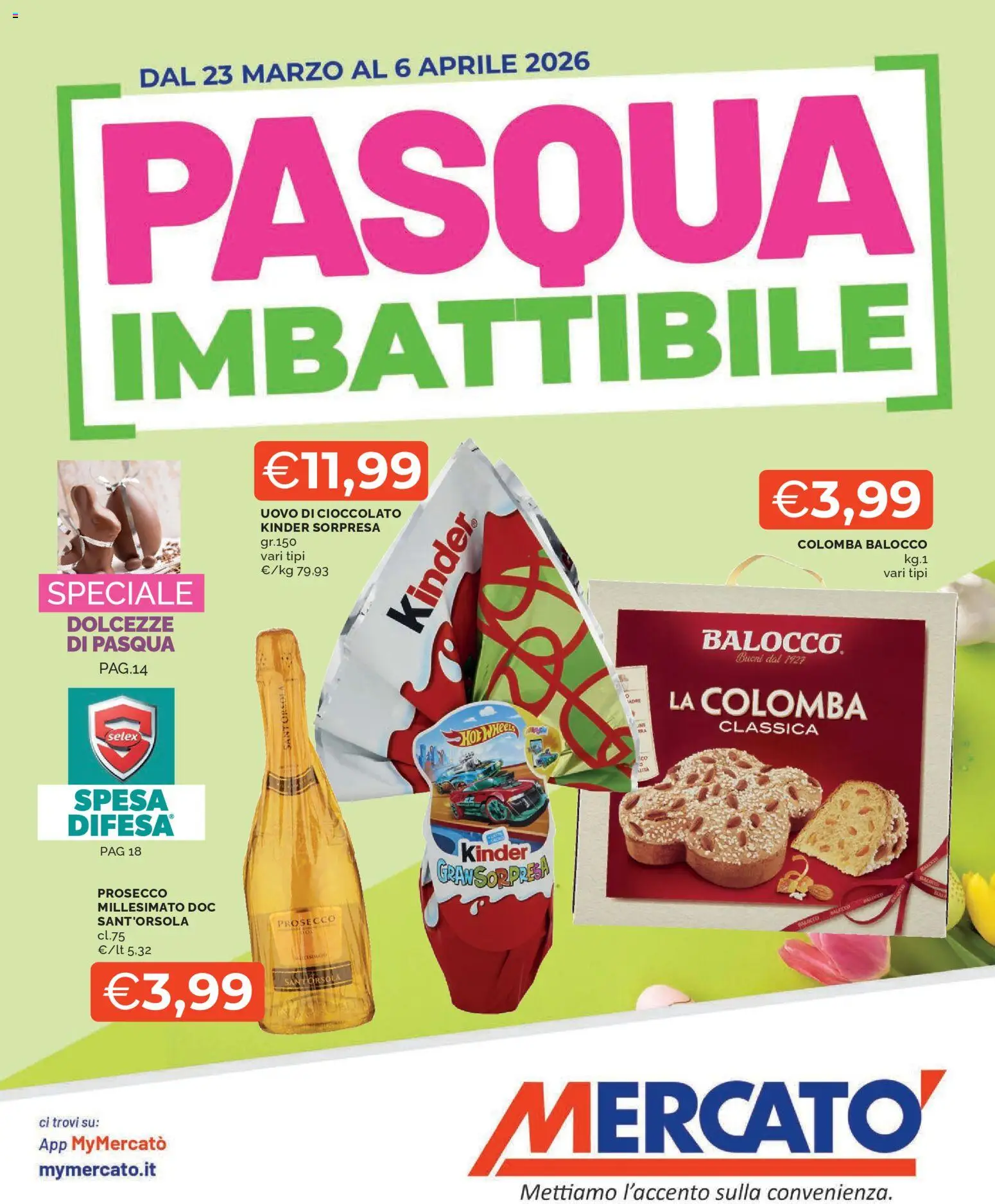 Volantino Mercatò del 23.03.2026 | Pagina: 1 | Prodotti: Cioccolato, Prosecco