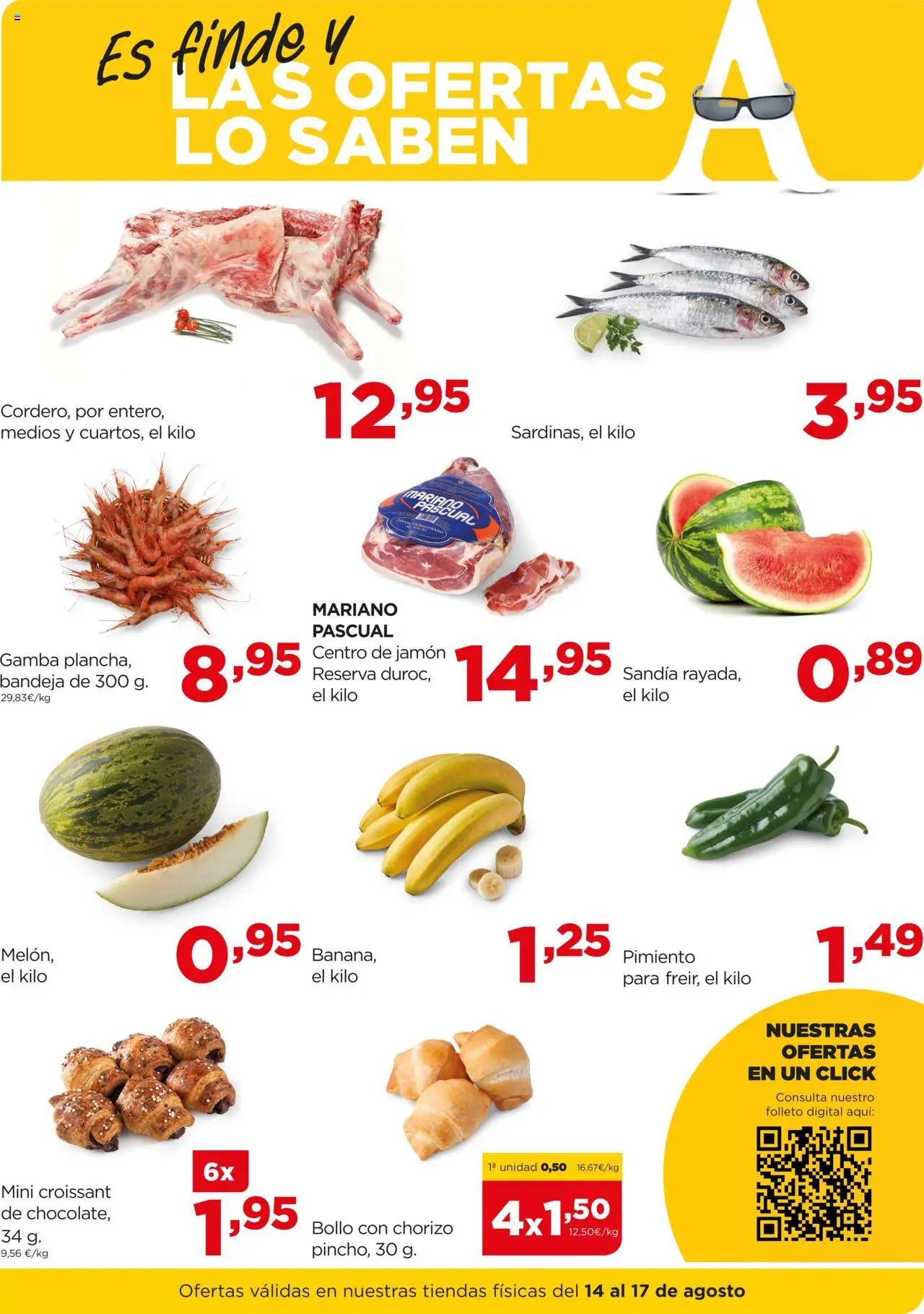 Alimerka - Fin de semana │ válido desde el 14.08.2025 | Página: 2 | Productos: Croissant, Κάδος απορρυμάτων, Sandía, Bandeja