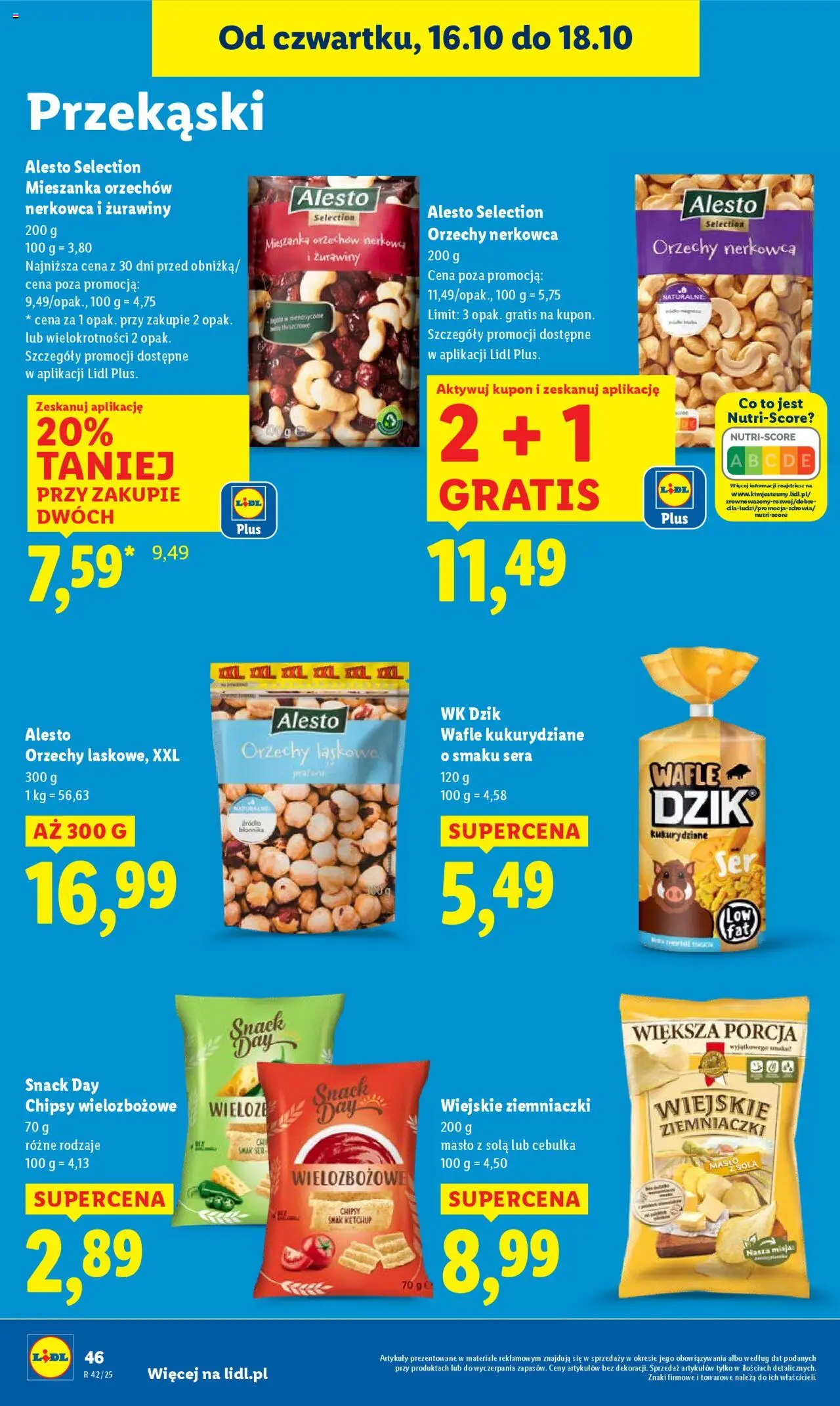 Lidl Gazetka od 16.10.2025 | Strona: 50 | Produkty: Chipsy, Ziemniaczki, Orzechy laskowe, Ser
