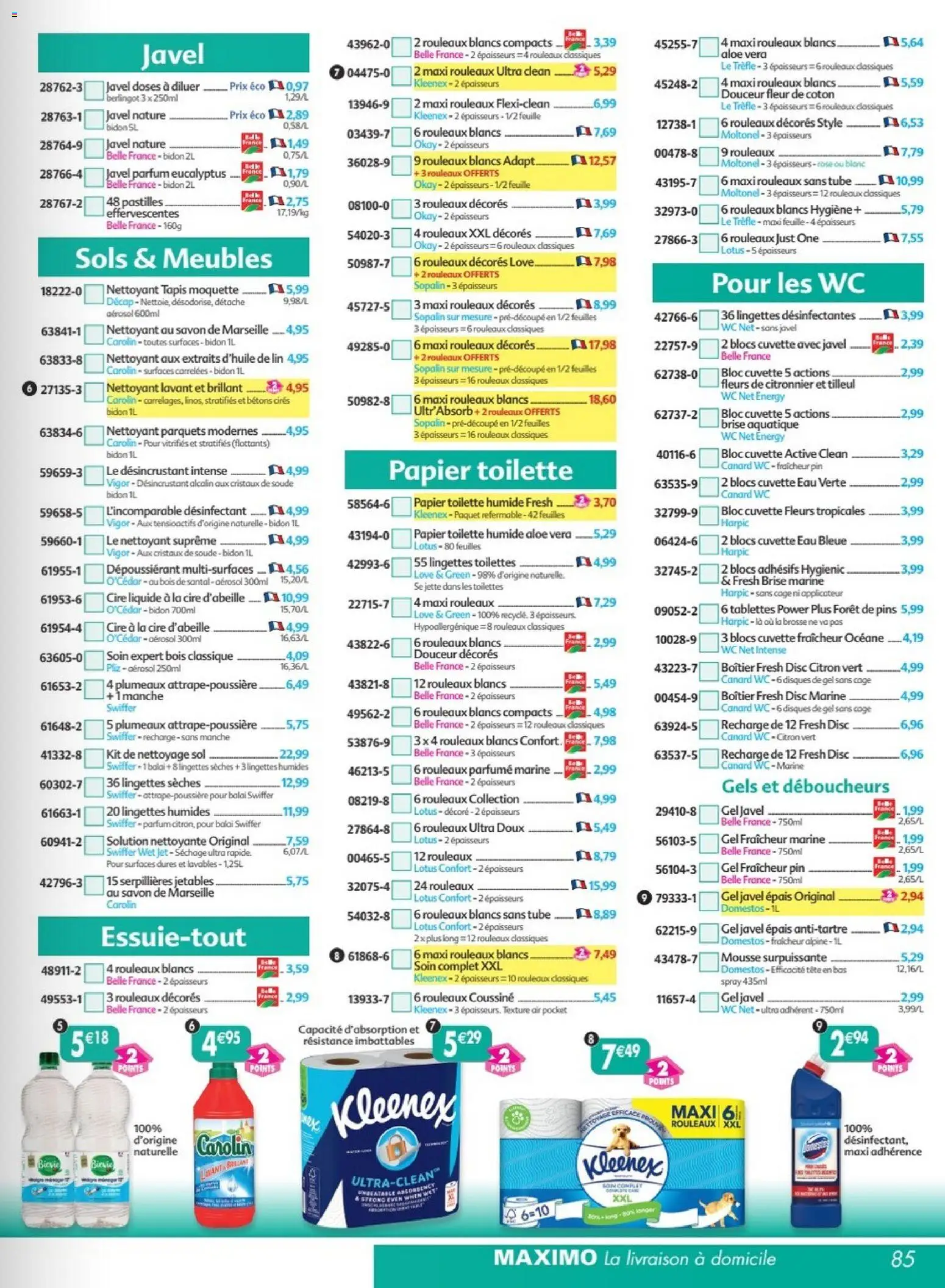 {H1} | Page: 85 | Produits: Savon de marseille, Domestos, Cristaux de soude, Citronnier