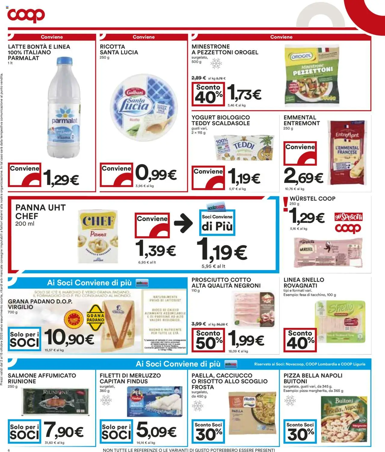 Volantino COOP del 02.10.2025 | Pagina: 6 | Prodotti: Minestrone, Prosciutto Cotto, Yogurt, Wurstel