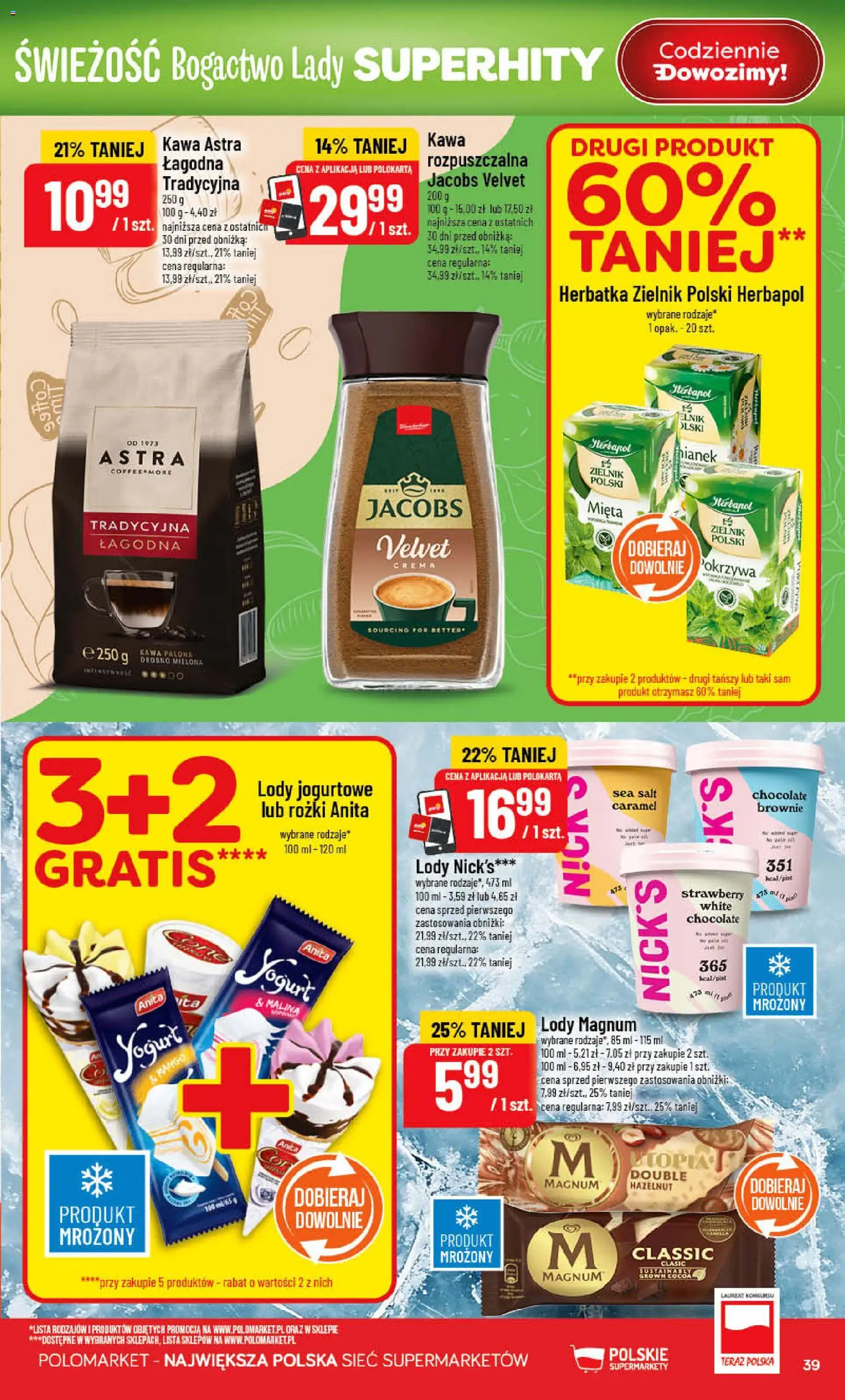 POLOmarket gazetka od 08.04.2026 | Strona: 39 | Produkty: Mięta, Jogurt, Kawa, Lody