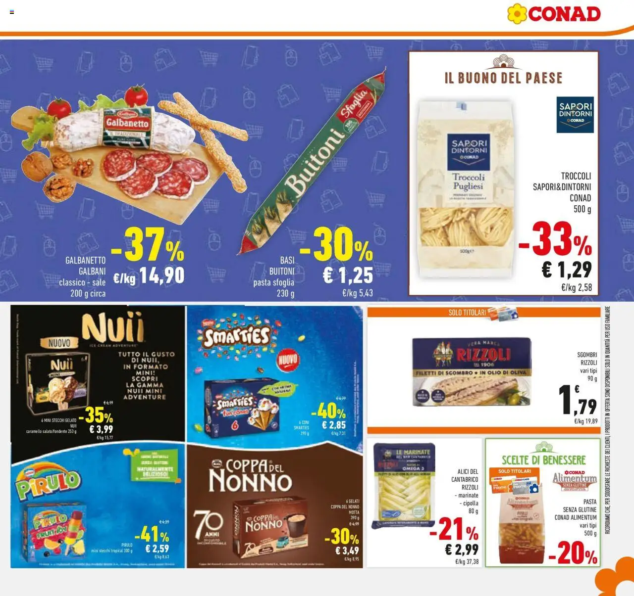 Volantino Conad del 12.08.2025 | Pagina: 23 | Prodotti: Pasta sfoglia, Gelato, Alici, Olio di Oliva
