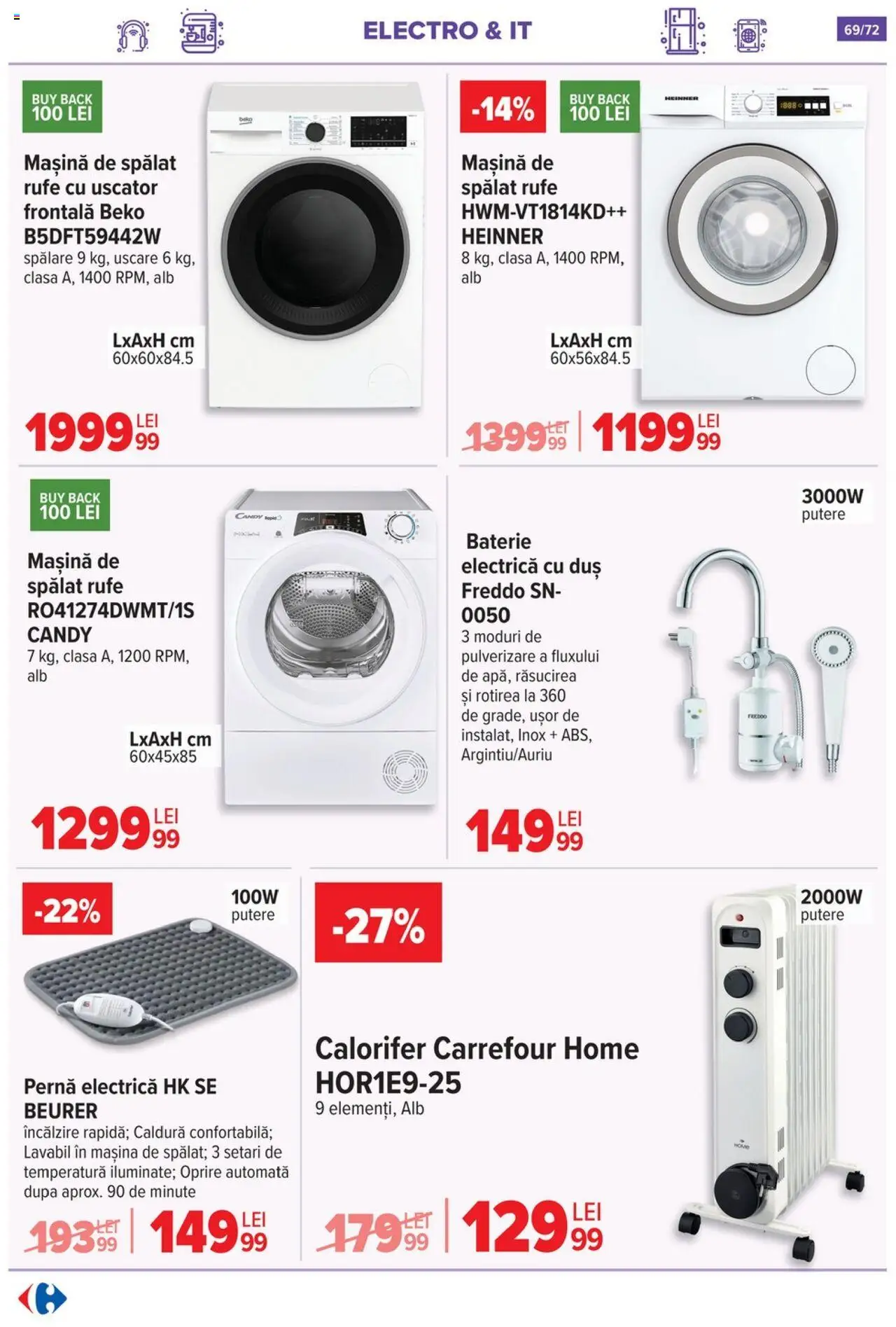 Noul catalog Carrefour – valabil de la 15.10.2025 | Pagină: 71 | Produse: Uscător, Pernă, Baterie, Duș