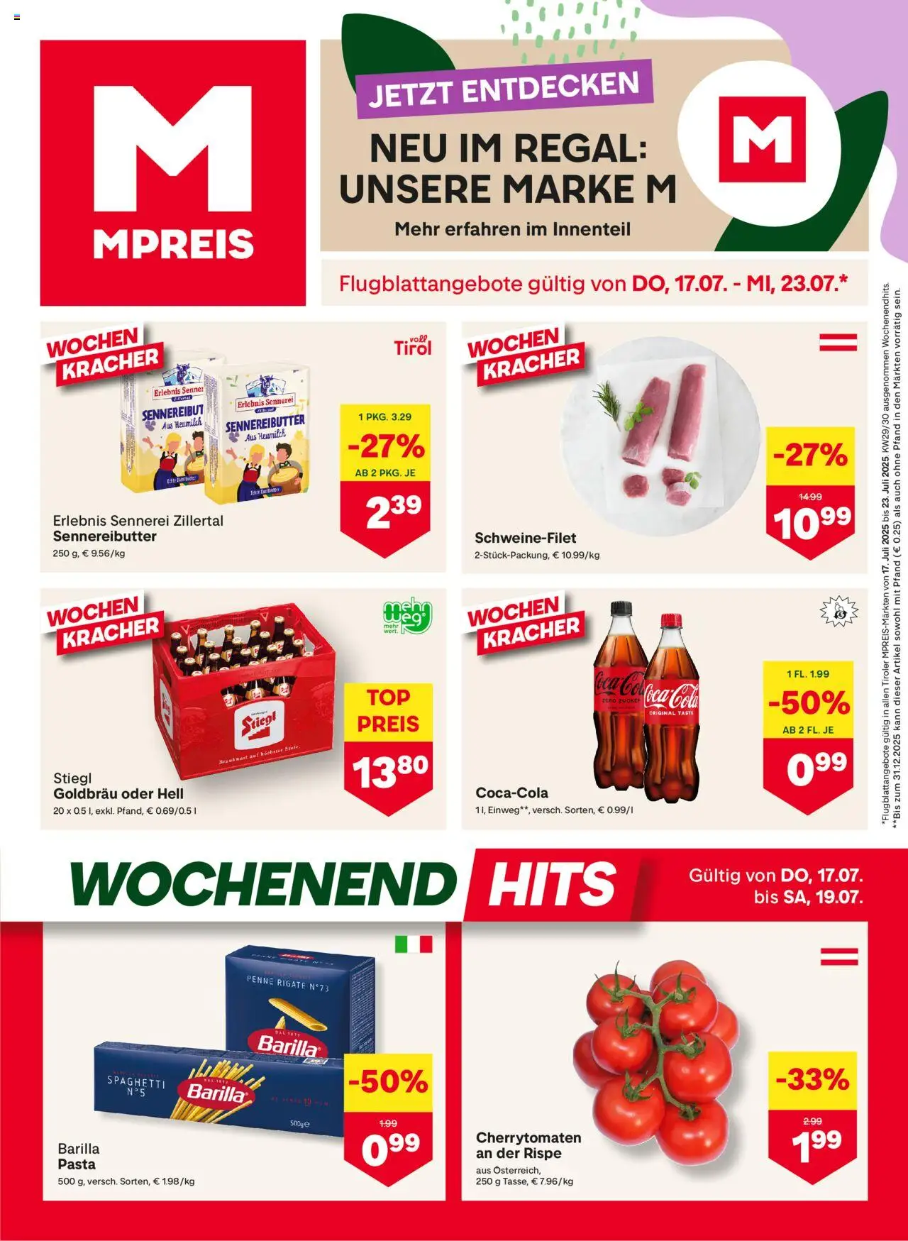MPREIS Absam gültig ab 17.07.2025 | Seite: 1 | Produkte: Pasta, Zucker, Regal, Hajdina liszt