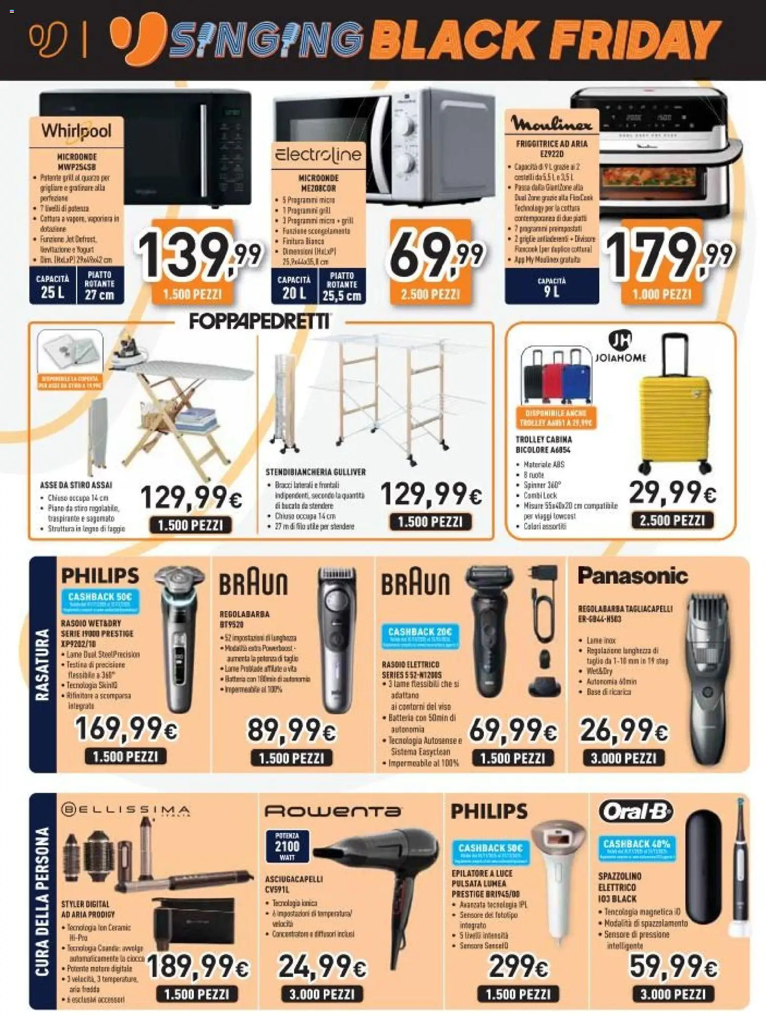 Volantino Unieuro del 04.11.2025 | Pagina: 18 | Prodotti: Friggitrice ad aria, Spazzolino, Epilatore, Friggitrice