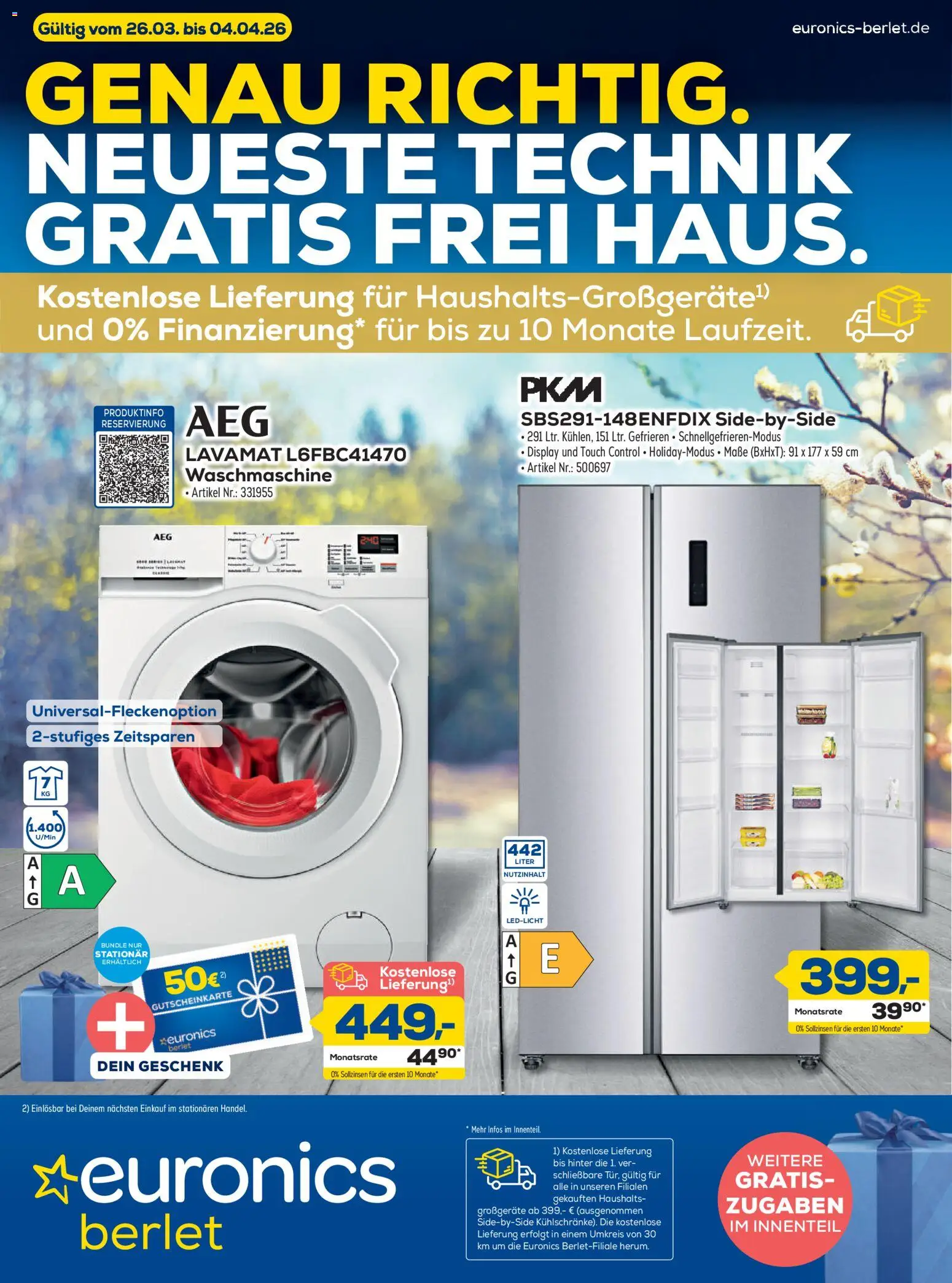 Euronics Prospekt Berlet – gültig ab 26.03.2026 | Seite: 1 | Produkte: Waschmaschine