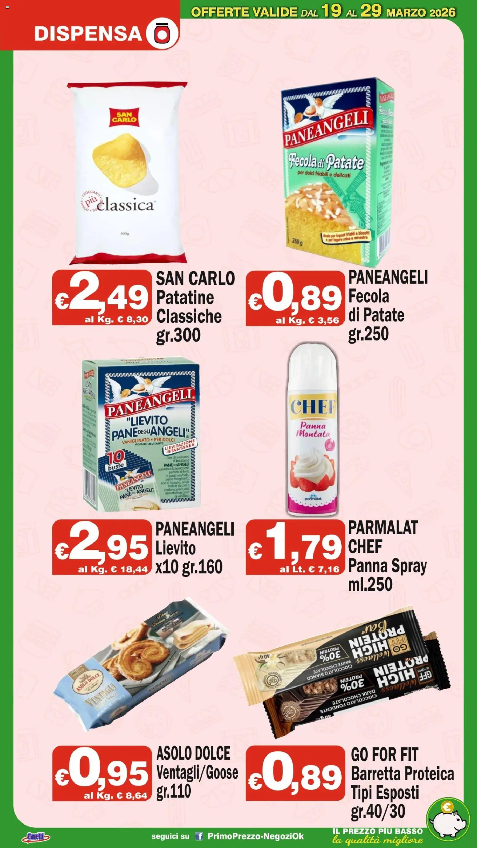 Volantino Primo Prezzo del 19.03.2026 | Pagina: 15 | Prodotti: Patatine, Patate, Pasta, Forno