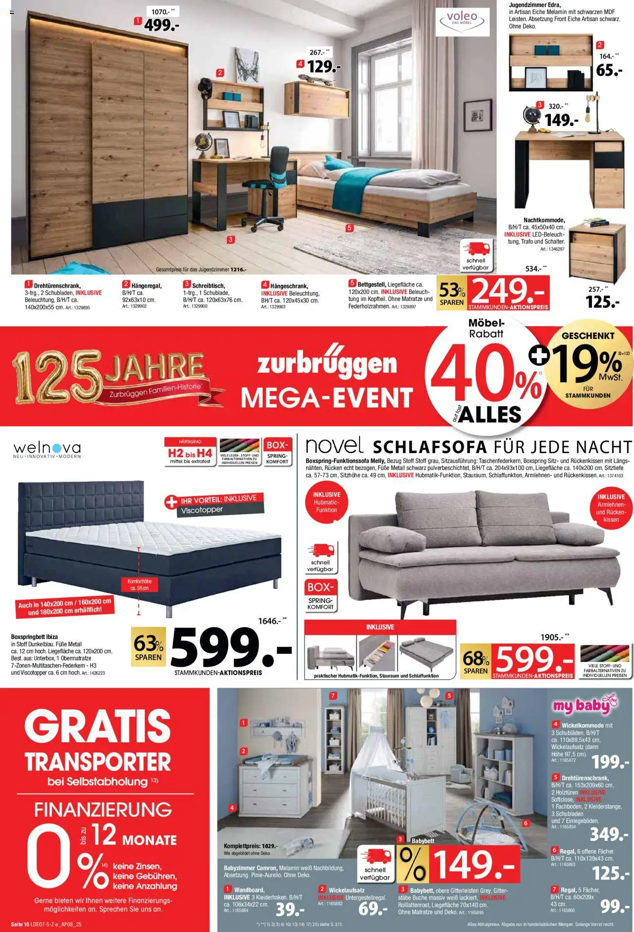 Zurbrüggen Mega- Event - gültig ab dem 21.07.2025 | Seite: 10 | Produkte: Schlafsofa, Matratze, Kissen, Babybett