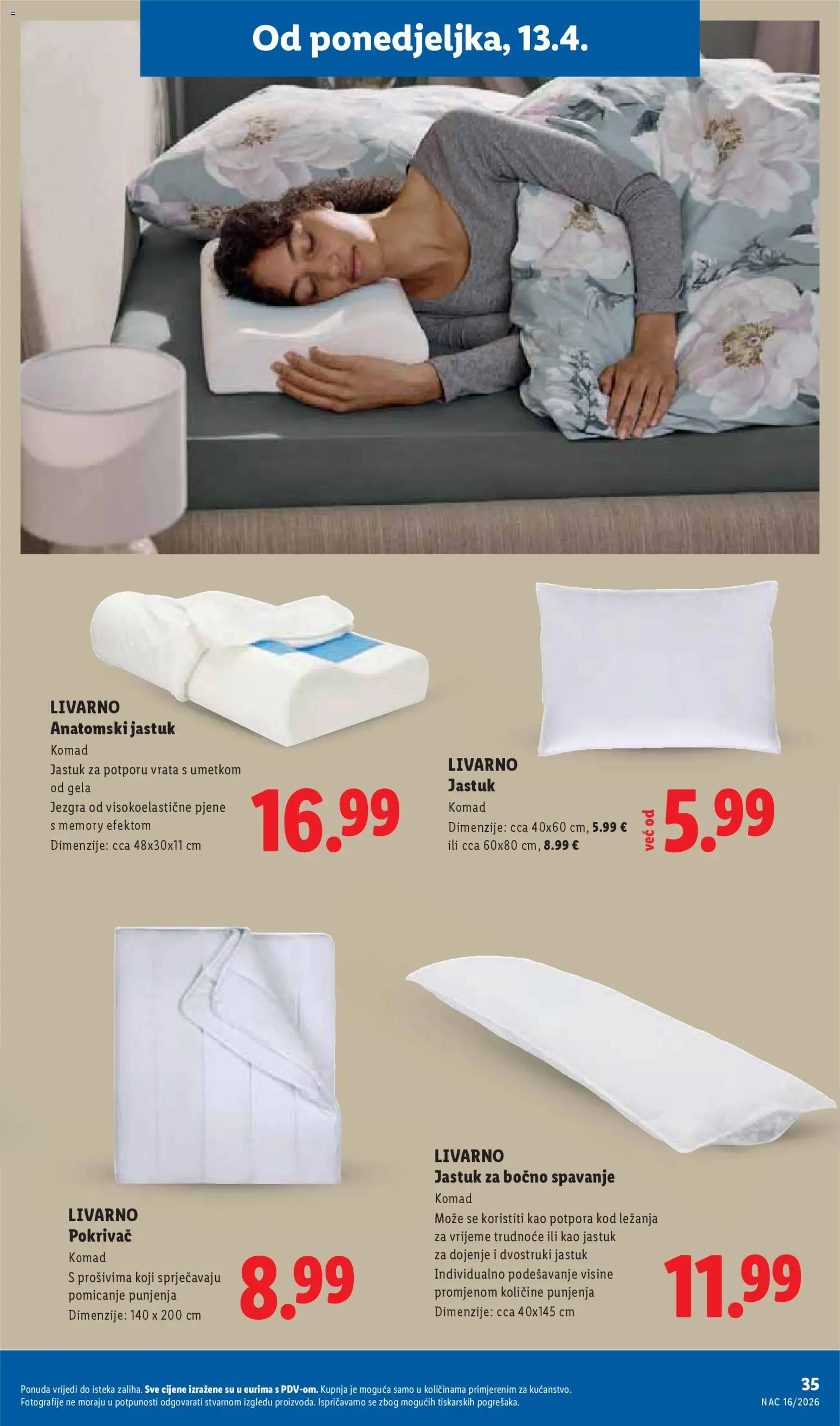 Lidl katalog | vrijedi od 13.04.2026 | Stranica: 35 | Proizvodi: Jastuk, Pokrivač, Vrata