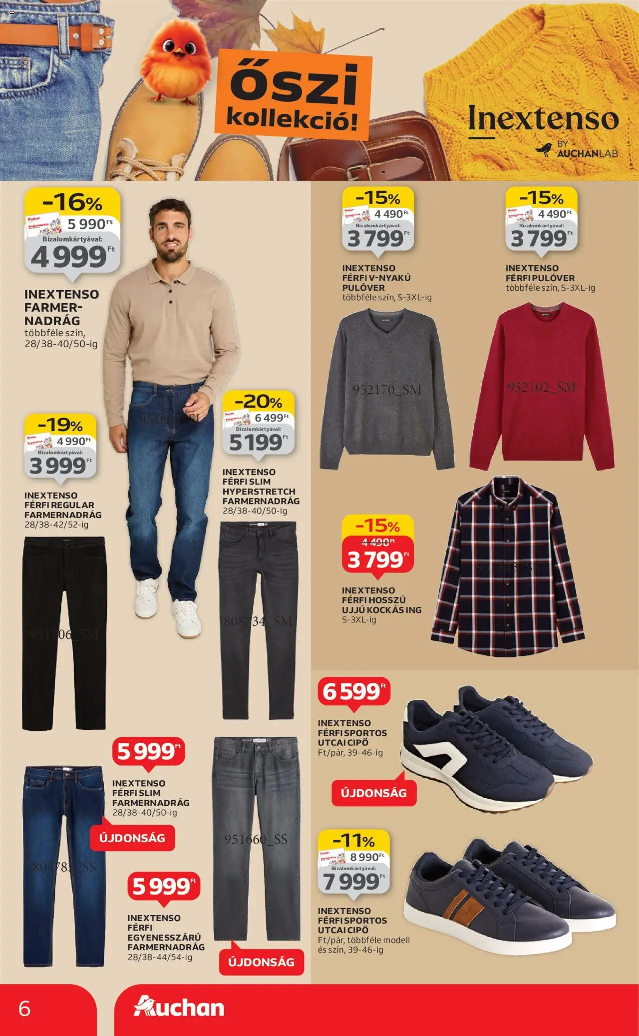 Auchan akciós ujság - amely érvényes a következő dátumtól: 28.08.2025 | Oldal: 6 | Termékek: Farmer, Farmernadrág, Ing, Nadrág
