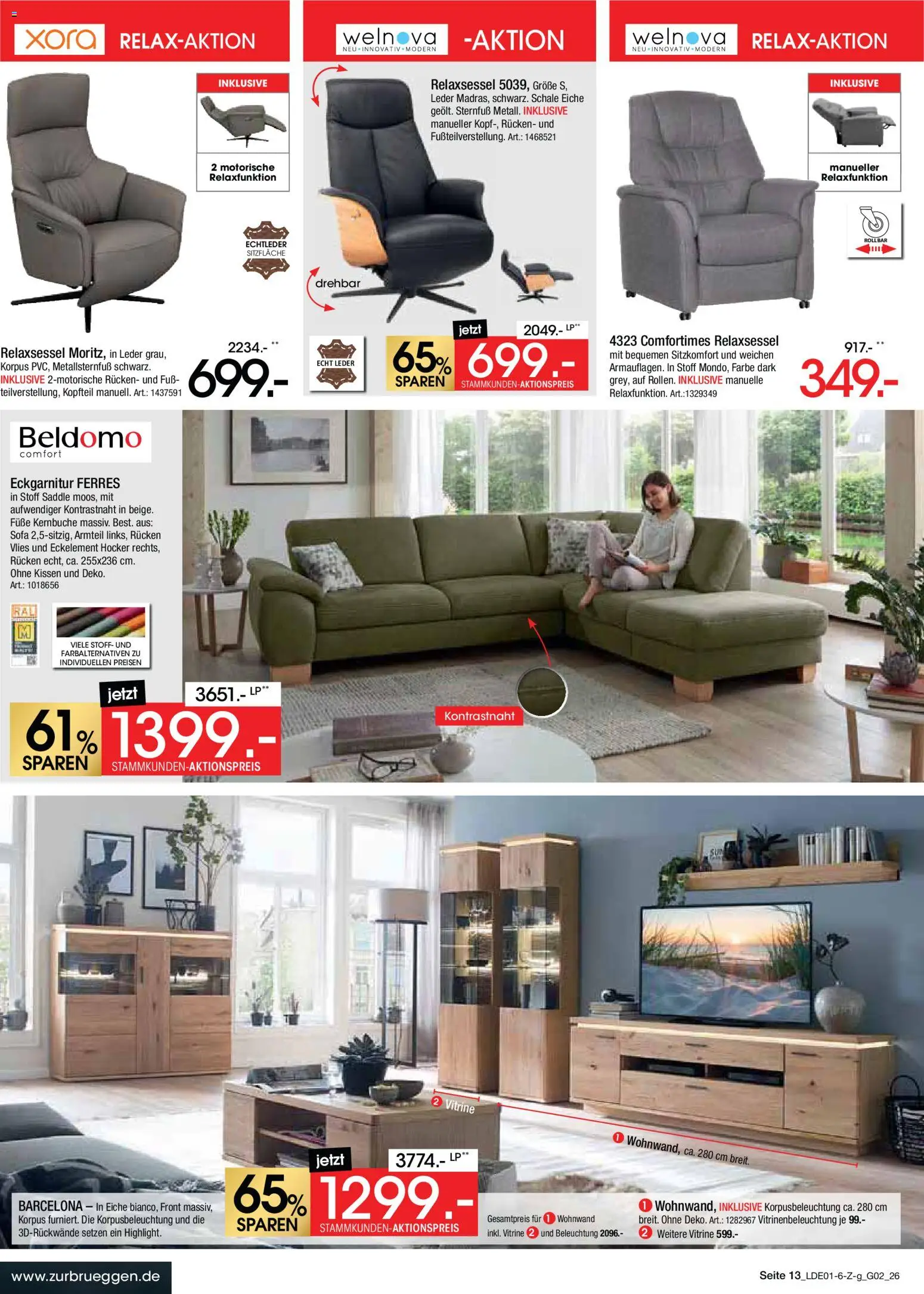 Zurbrüggen Große Marken-Sensation – gültig ab 31.01.2026 | Seite: 13 | Produkte: Hocker, Relaxsessel, Wohnwand, Vitrine