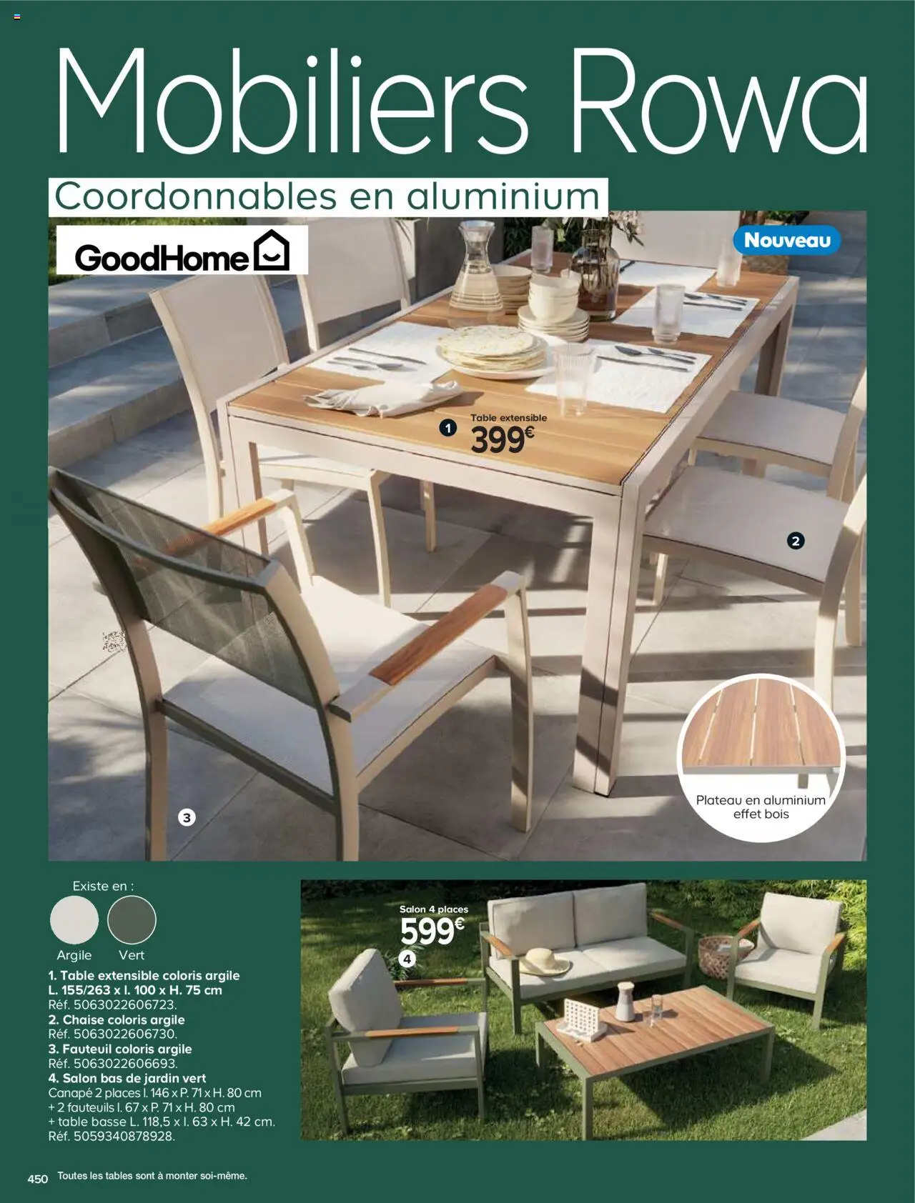 {H1} | Page: 450 | Produits: Table extensible, Argile, Table basse, Chaise