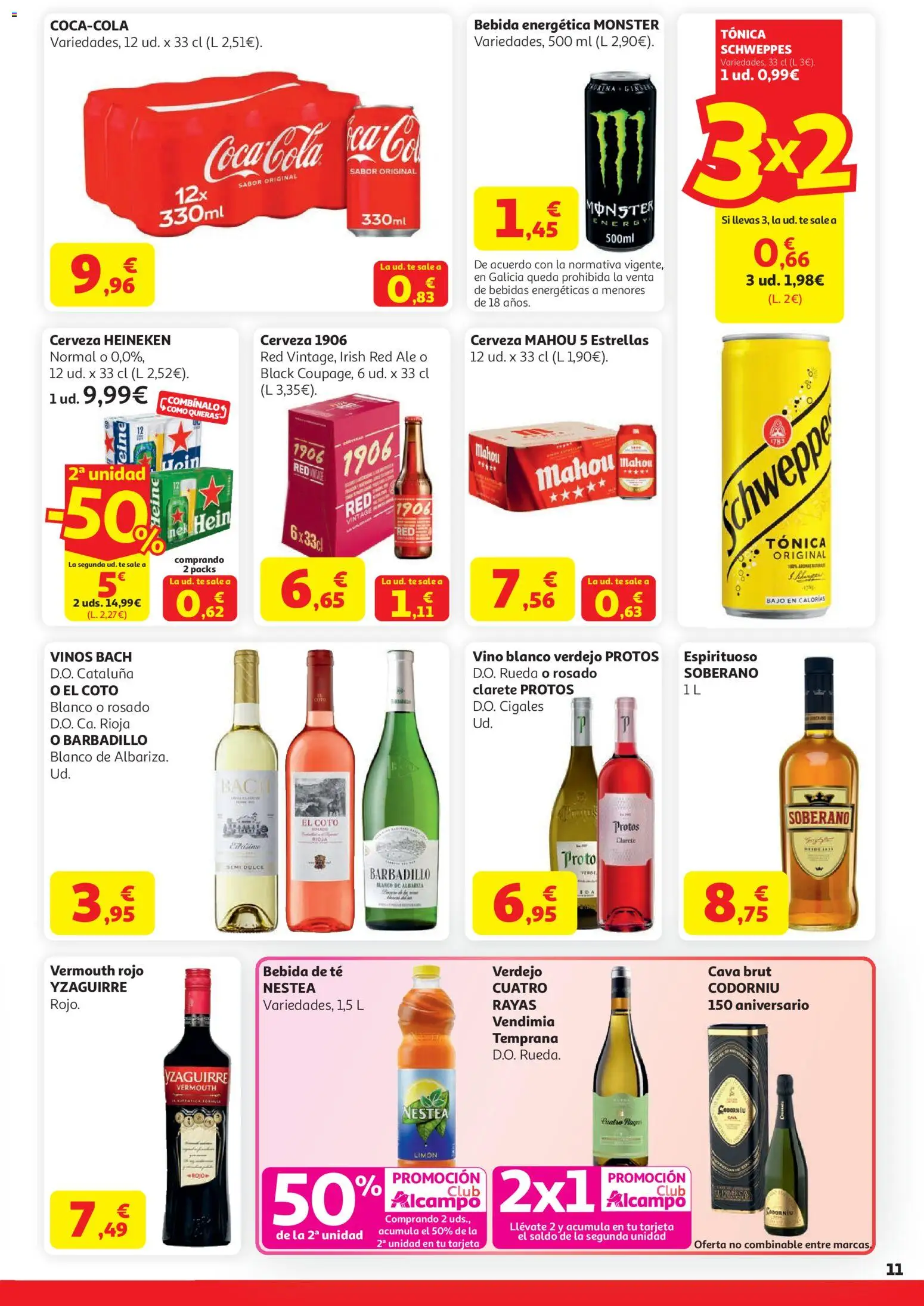 Alcampo Superstore Cat │ válido desde el 07.04.2026 | Página: 11 | Productos: Σφουγγαρίστρα, Vino, Cerveza, Σπανάκι