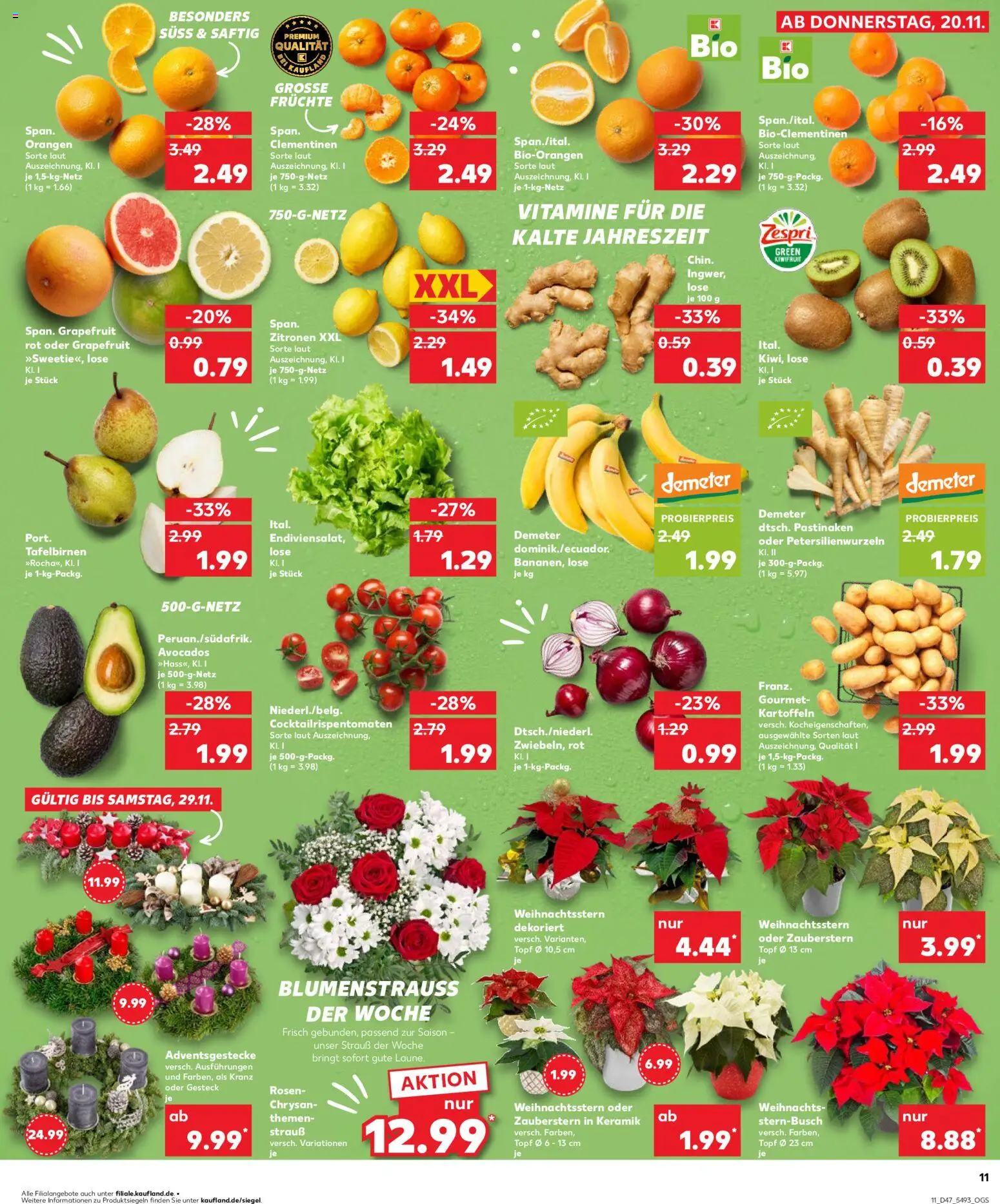 Kaufland prospekt Stuttgart	 – gültig ab 23.11.2025 | Seite: 11 | Produkte: Orangen, Grapefruit, Kiwi, Zitronen