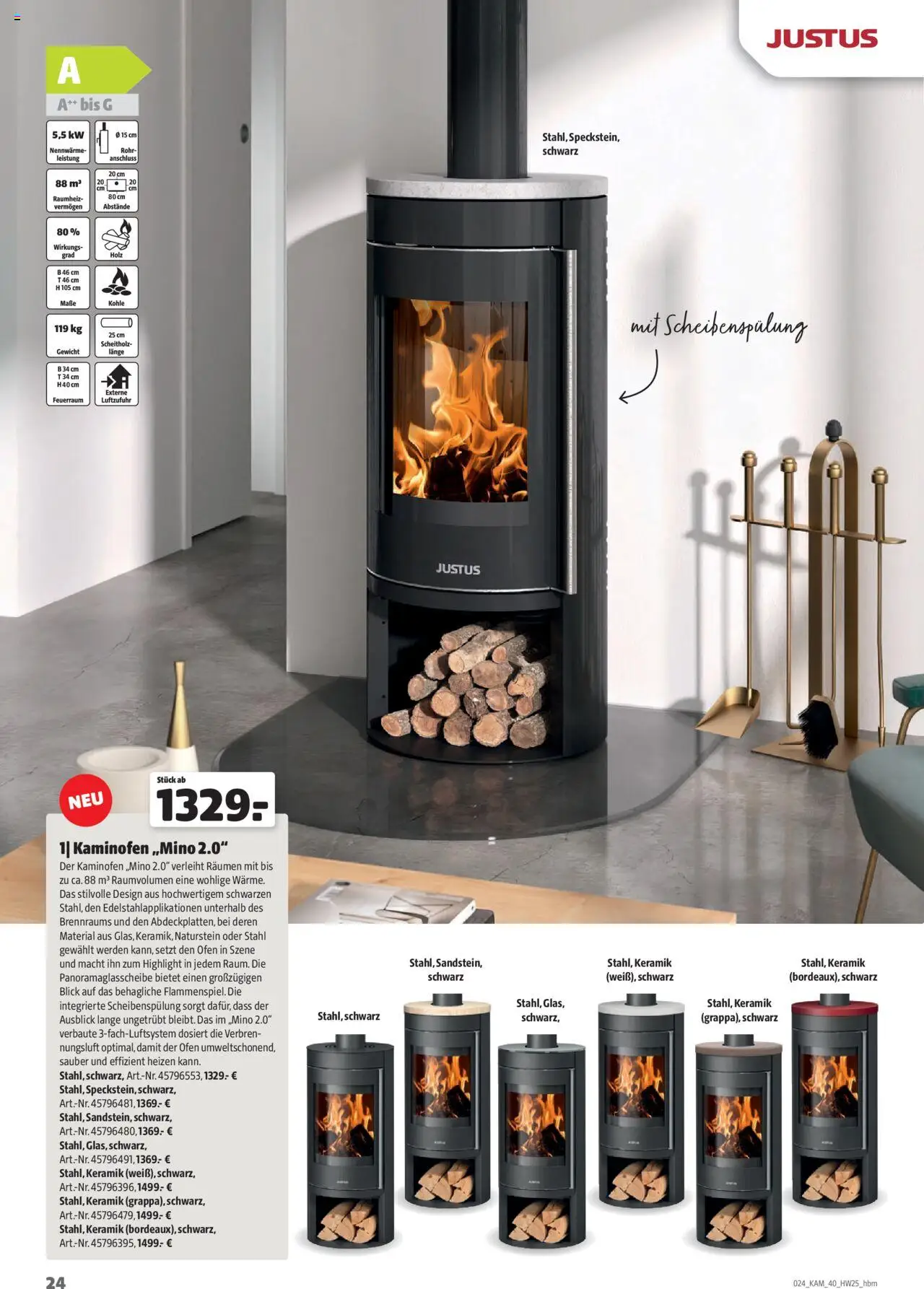 Hagebau Kaminöfen - gültig ab dem 07.07.2025 | Seite: 24 | Produkte: Ofen, Gewicht, Kaminofen
