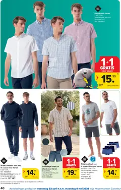 Carrefour folder week 17 - Voorbeeld van een folder van Carrefour, geldig van 22.04.2026 | Pagina: 40 | Producten: Boxers, Sweater, Hemd, Pyjama