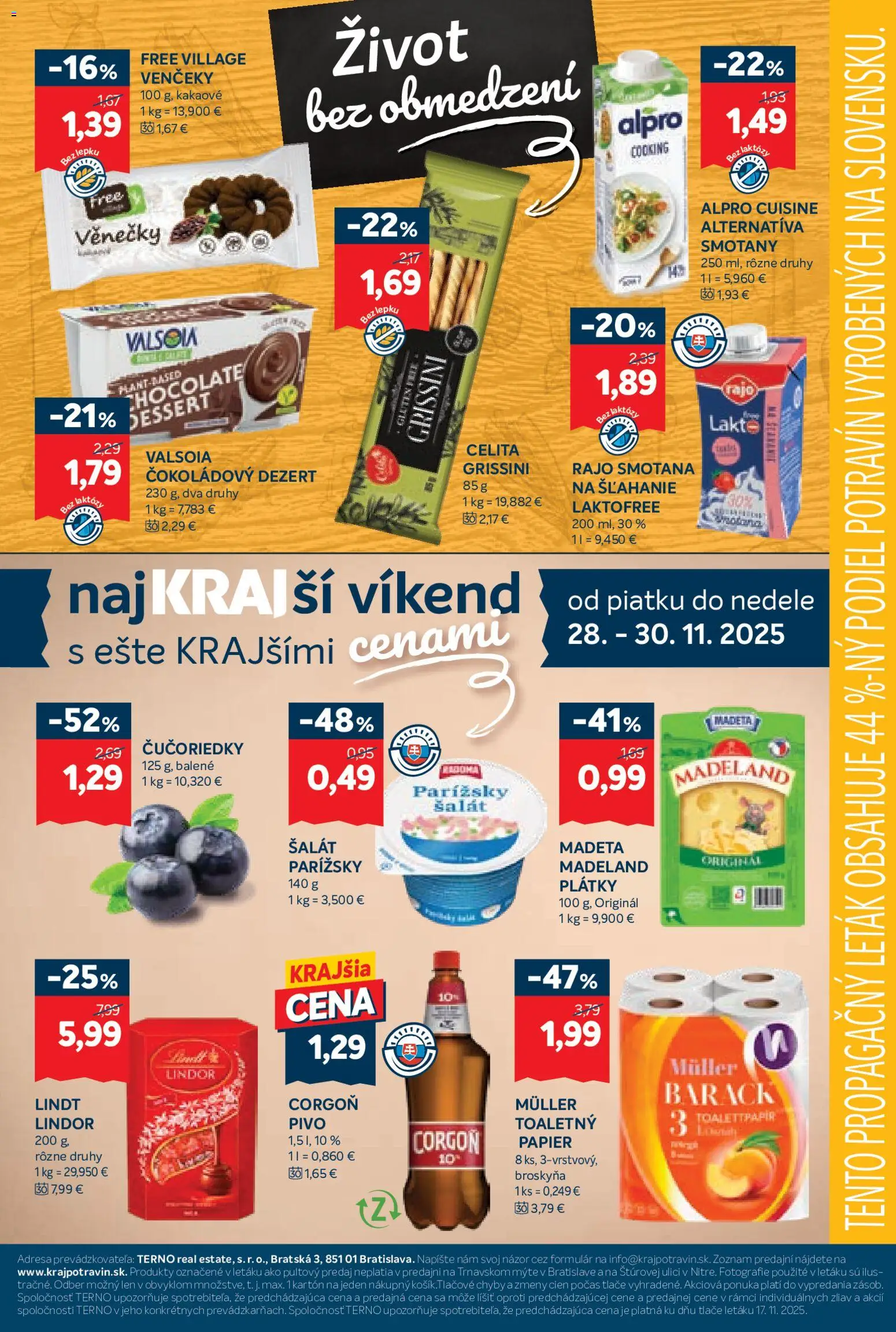 Nové Kraj akcie – leták je platný od 27.11.2025 | Strana: 17 | Produkty: Pivo, Lindor, Lindt, Corgoň