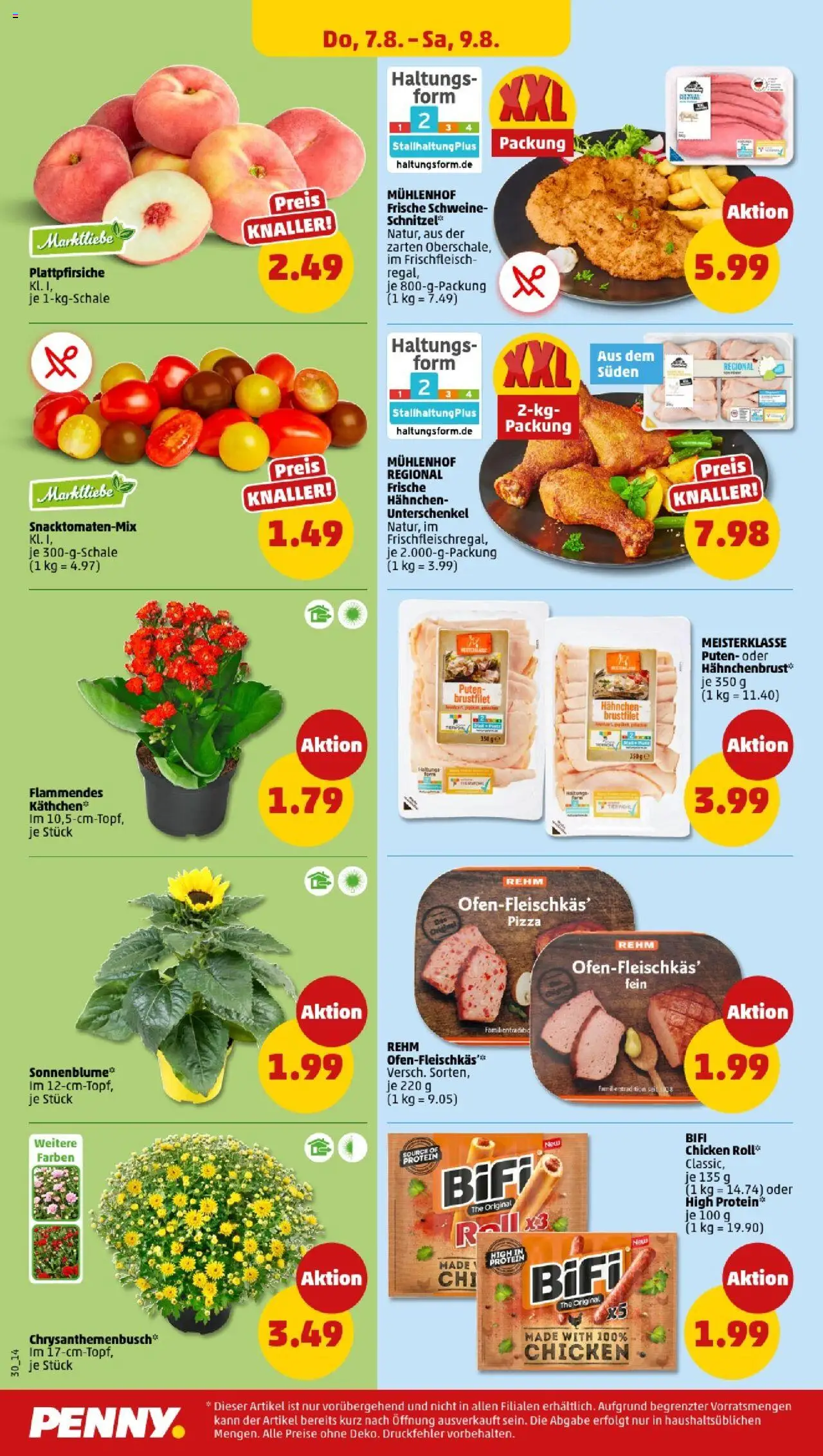 Penny - Baden-Württemberg - gültig ab dem 04.08.2025 | Seite: 30 | Produkte: Hahnchen, Bifi, Schnitzel, Pizza