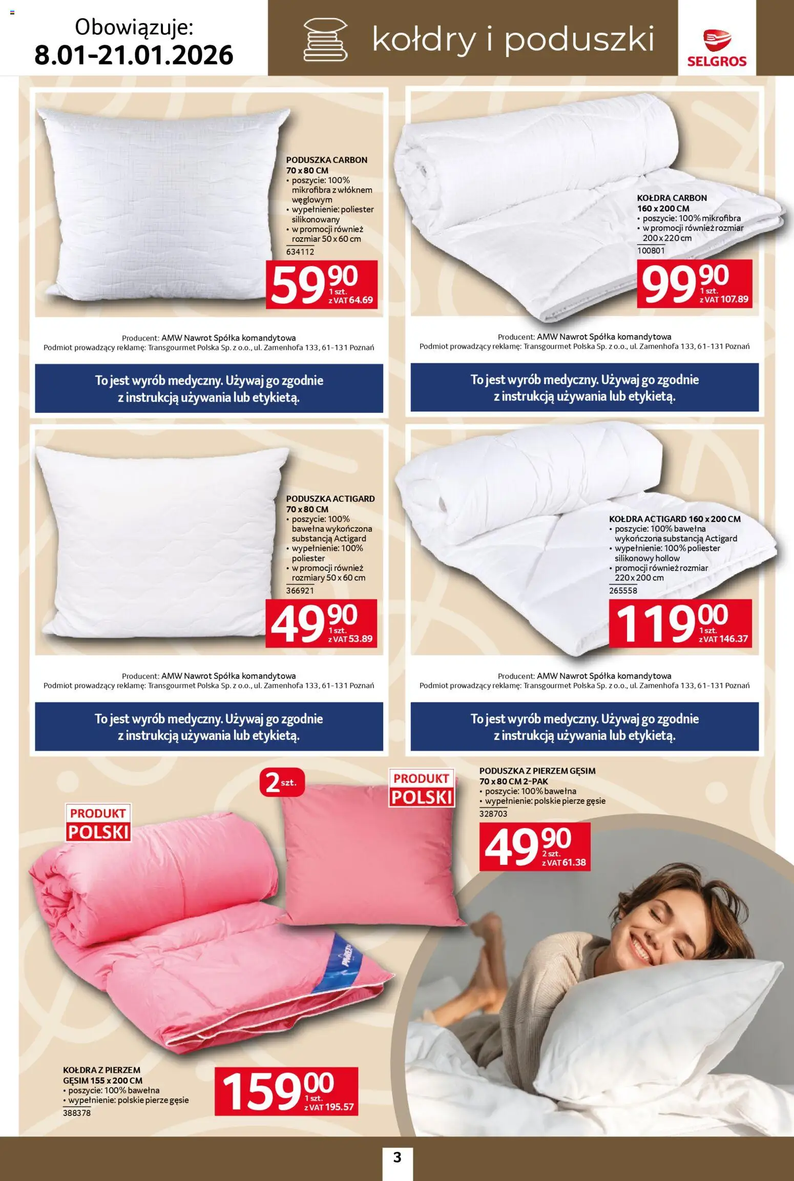 Selgros cash&carry Gazetka - Home&Deco od 08.01.2026 | Strona: 3 | Produkty: Poduszka, Kołdra