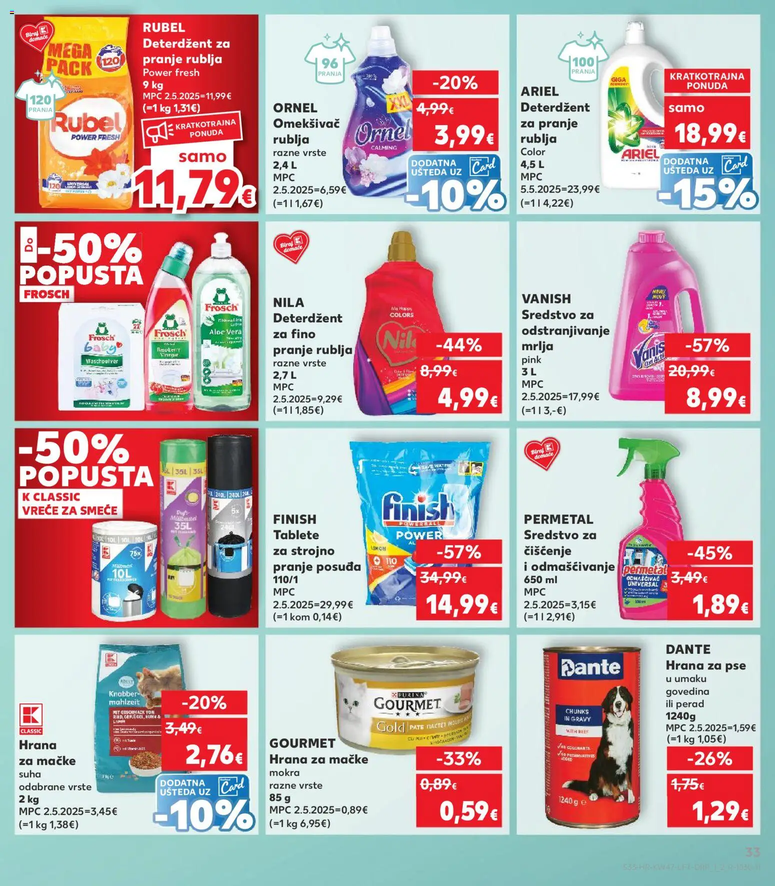 Kaufland katalog | vrijedi od 19.11.2025 | Stranica: 33 | Proizvodi: Rubel, Deterdžent za pranje rublja, Hrana za pse, Govedina