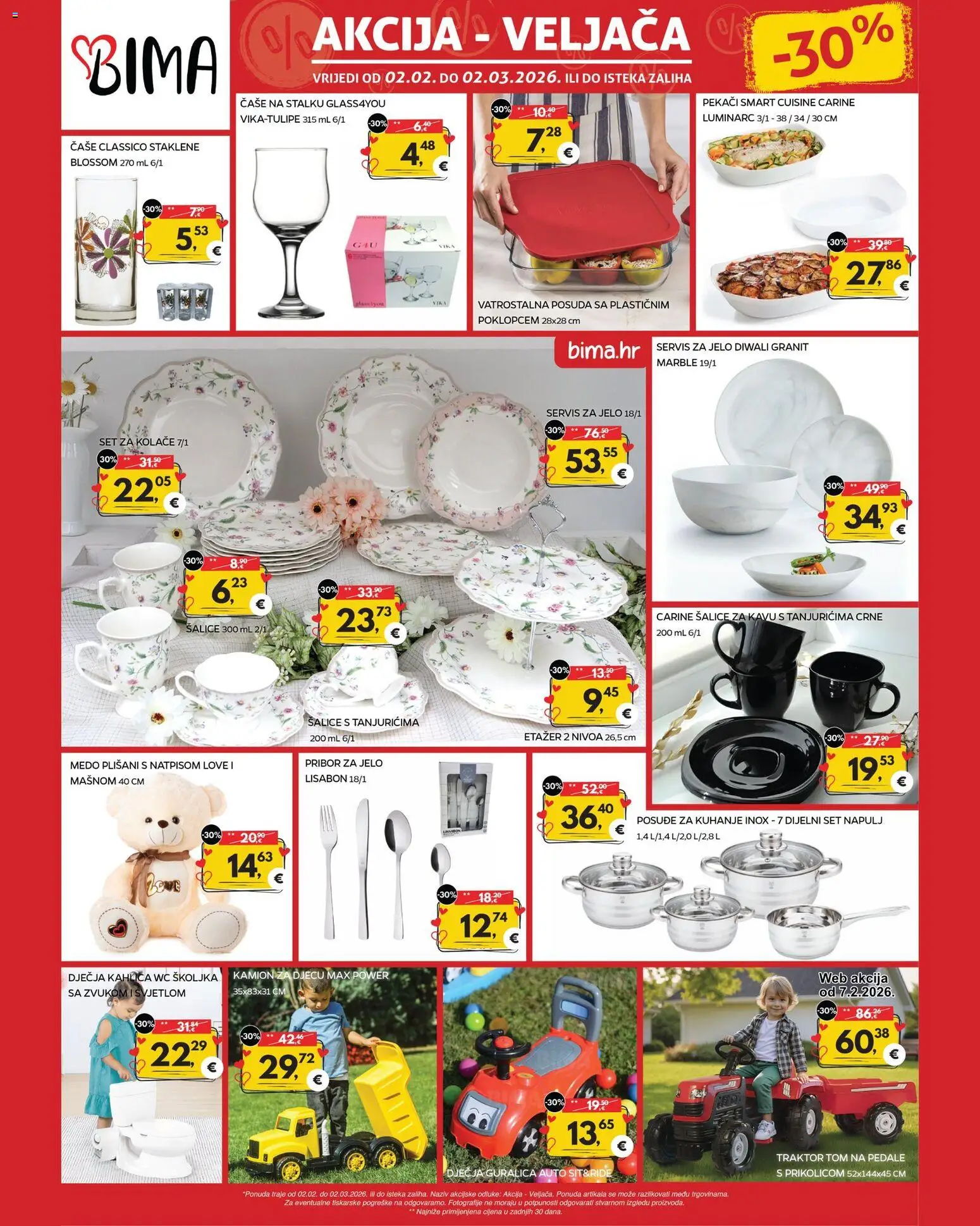 Bima katalog | vrijedi od 02.02.2026 | Stranica: 1 | Proizvodi: Wc školjka, Čaše, Traktor, Pribor za jelo