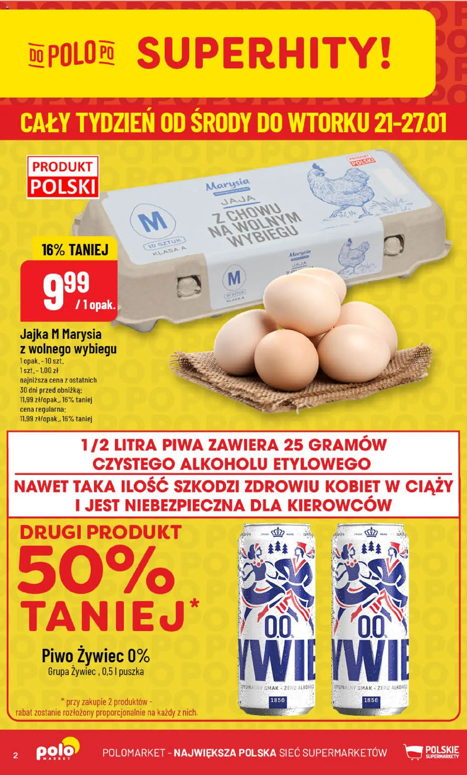 POLOmarket Gazetka od 21.01.2026 | Strona: 2 | Produkty: Jajka, Piwo, Jaja