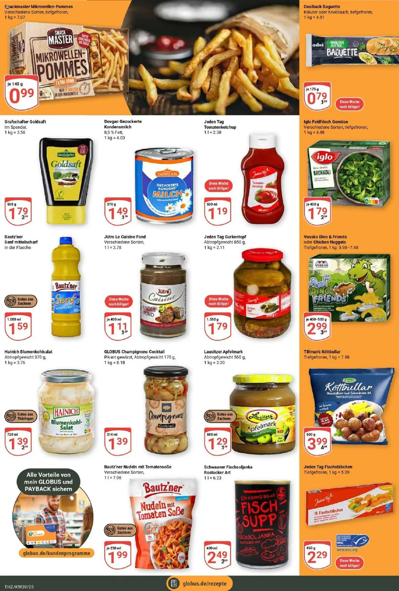 Globus prospekt Zeitz	 – gültig ab 21.09.2025 | Seite: 16 | Produkte: Mikrowelle, Pommes, Ketchup, Salat