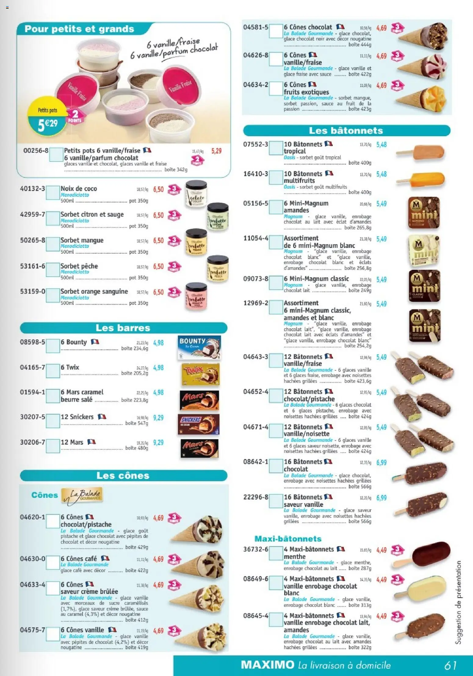 {H1} | Page: 61 | Produits: Orange, Pêche, Lait, Noix