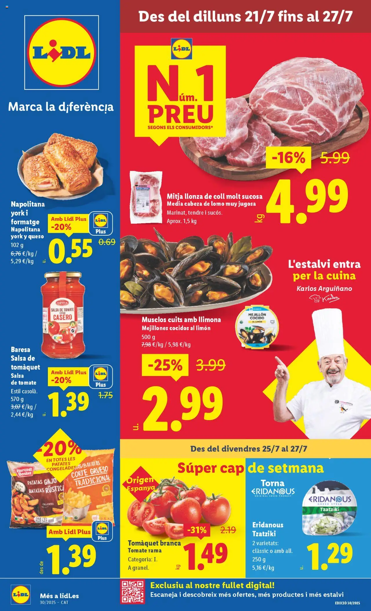 Lidl catálogo VAL │ válido desde el 21.07.2025 | Página: 1 | Productos: Queso, Cerdo, Salsa de tomate