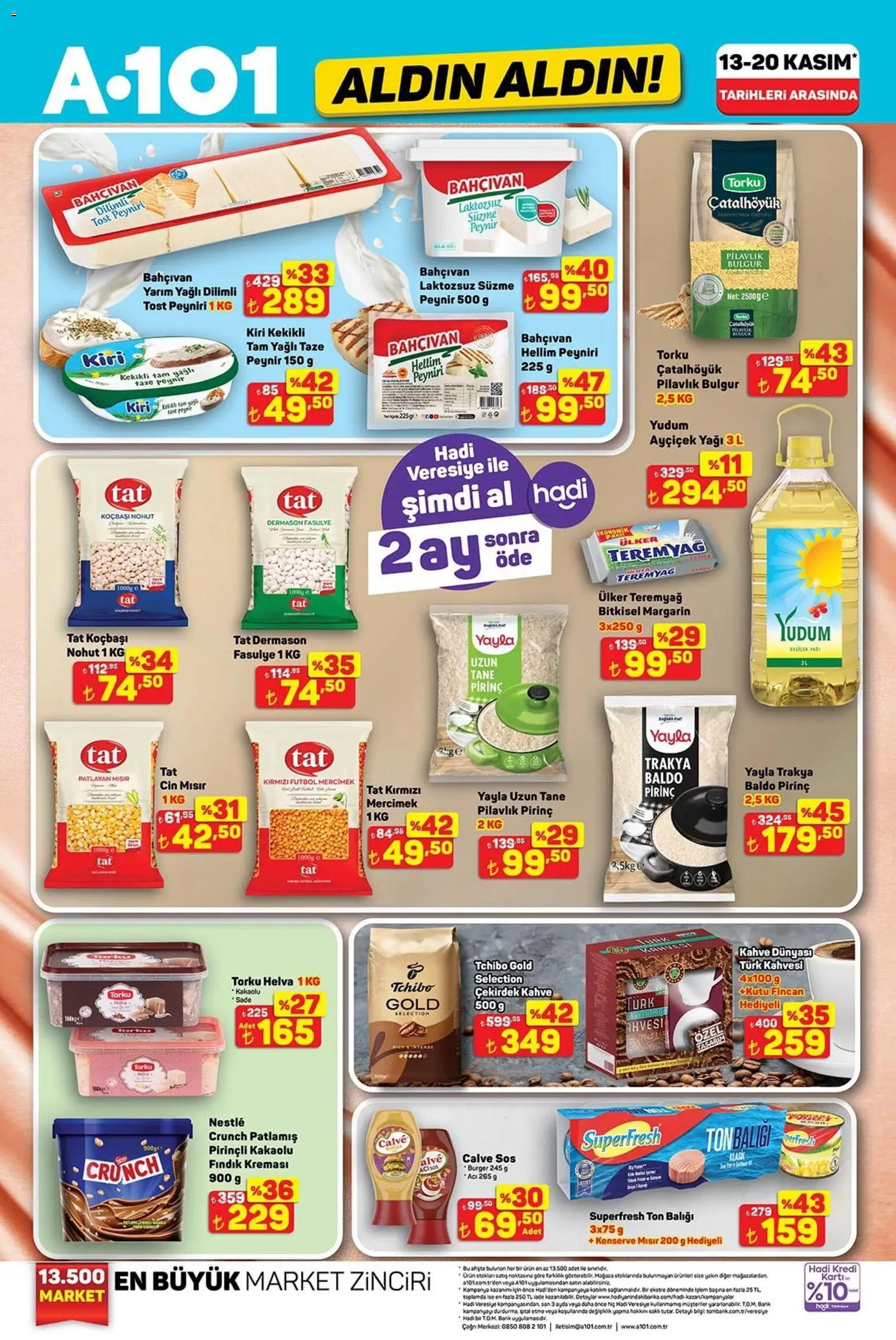 A101 Katalog Aldın Aldın - 13.11.2025 tarihinden itibaren geçerlidir | Sayfa: 1 | Ürünler: Fasulye, Ravioli, Peynir, Cin