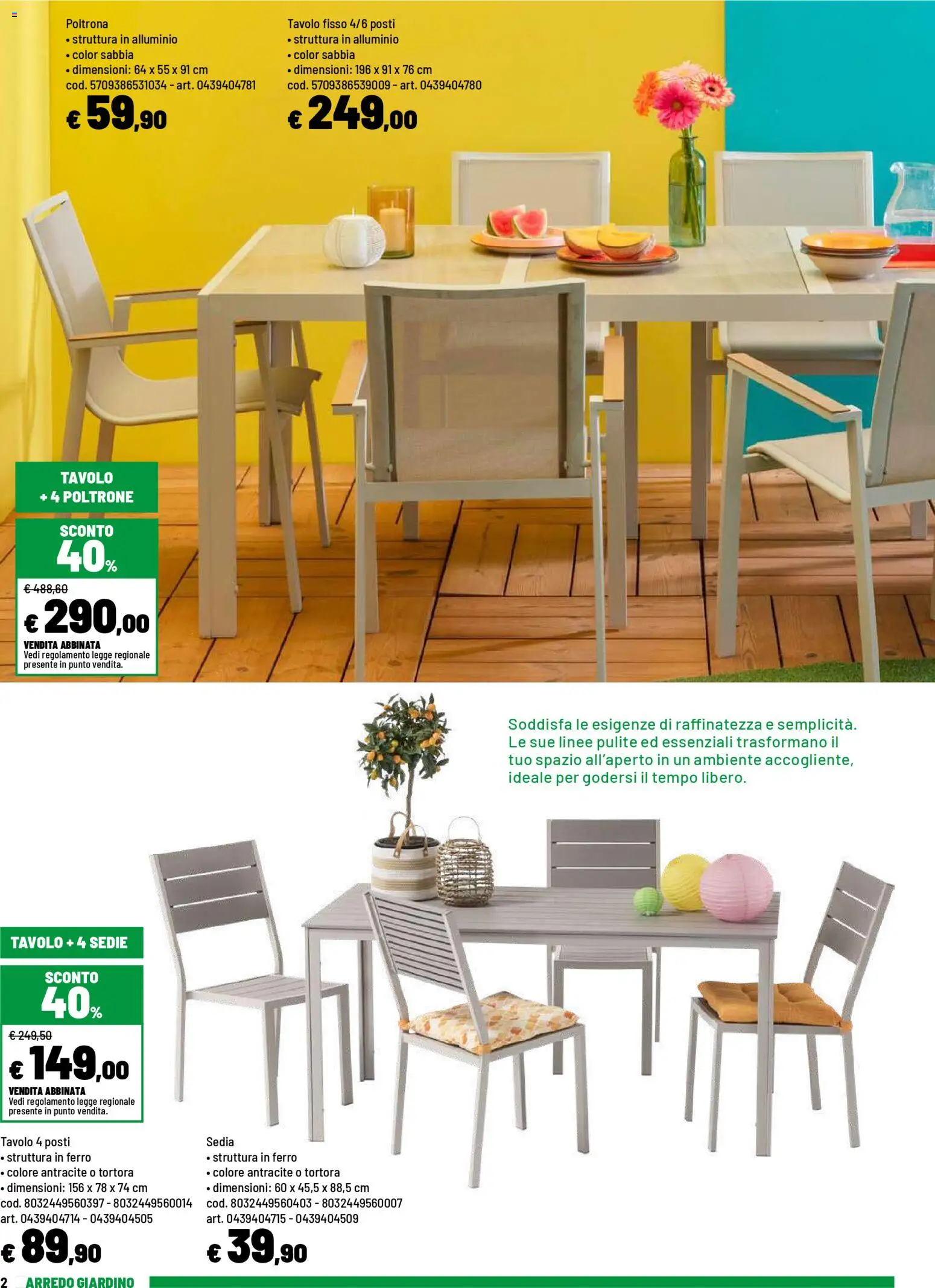 Volantino Iper del 20.04.2026 | Pagina: 2 | Prodotti: Alluminio, Poltrona, Tavolo