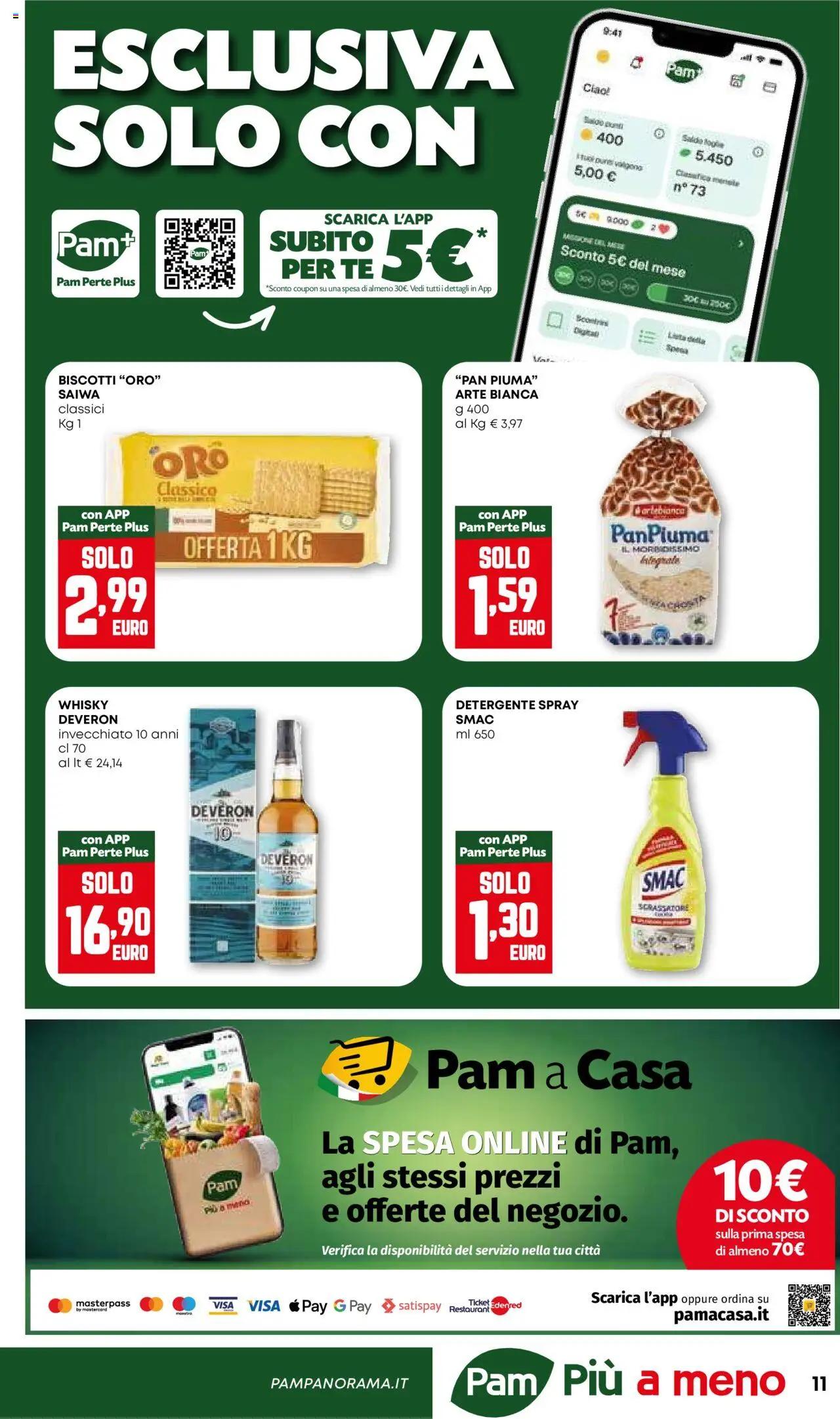 Volantino PAM del 09.10.2025 | Pagina: 11 | Prodotti: Detergente, Tè, Biscotti, Whisky