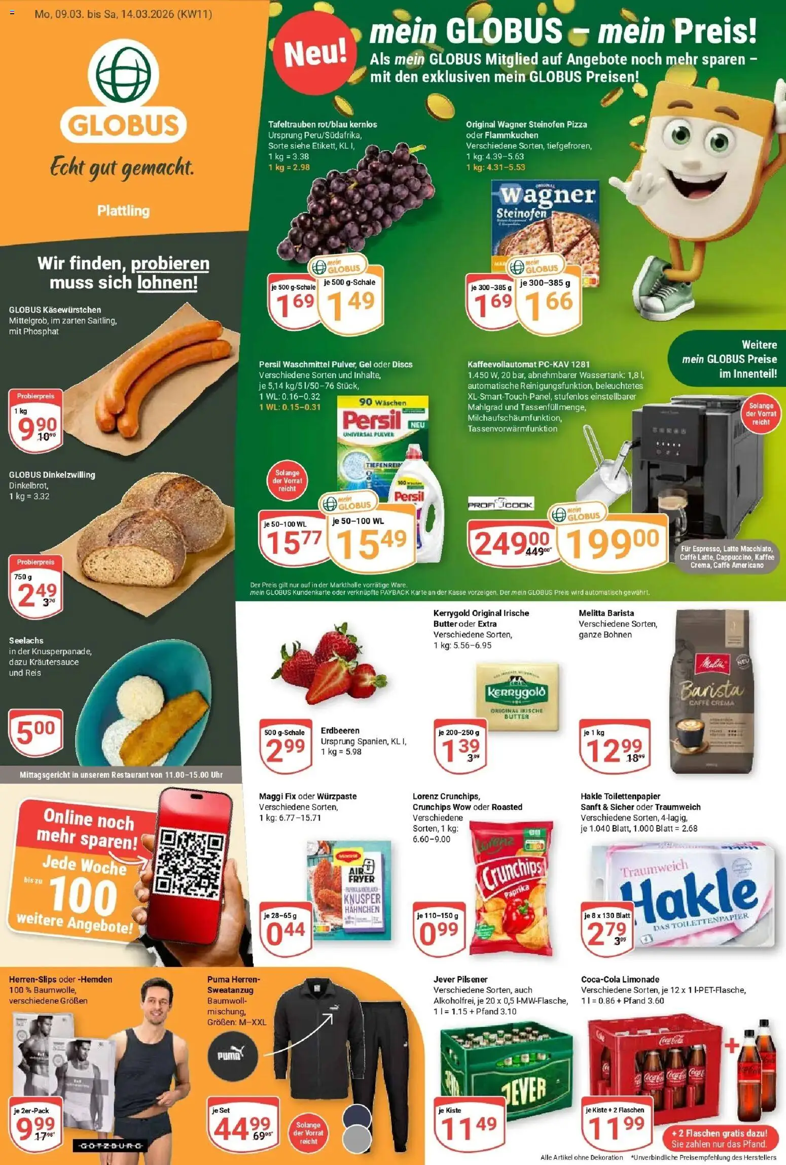 Globus prospekt Plattling	 – gültig ab 09.03.2026 | Seite: 1 | Produkte: Maggi, Limonade, Jever, Erdbeeren