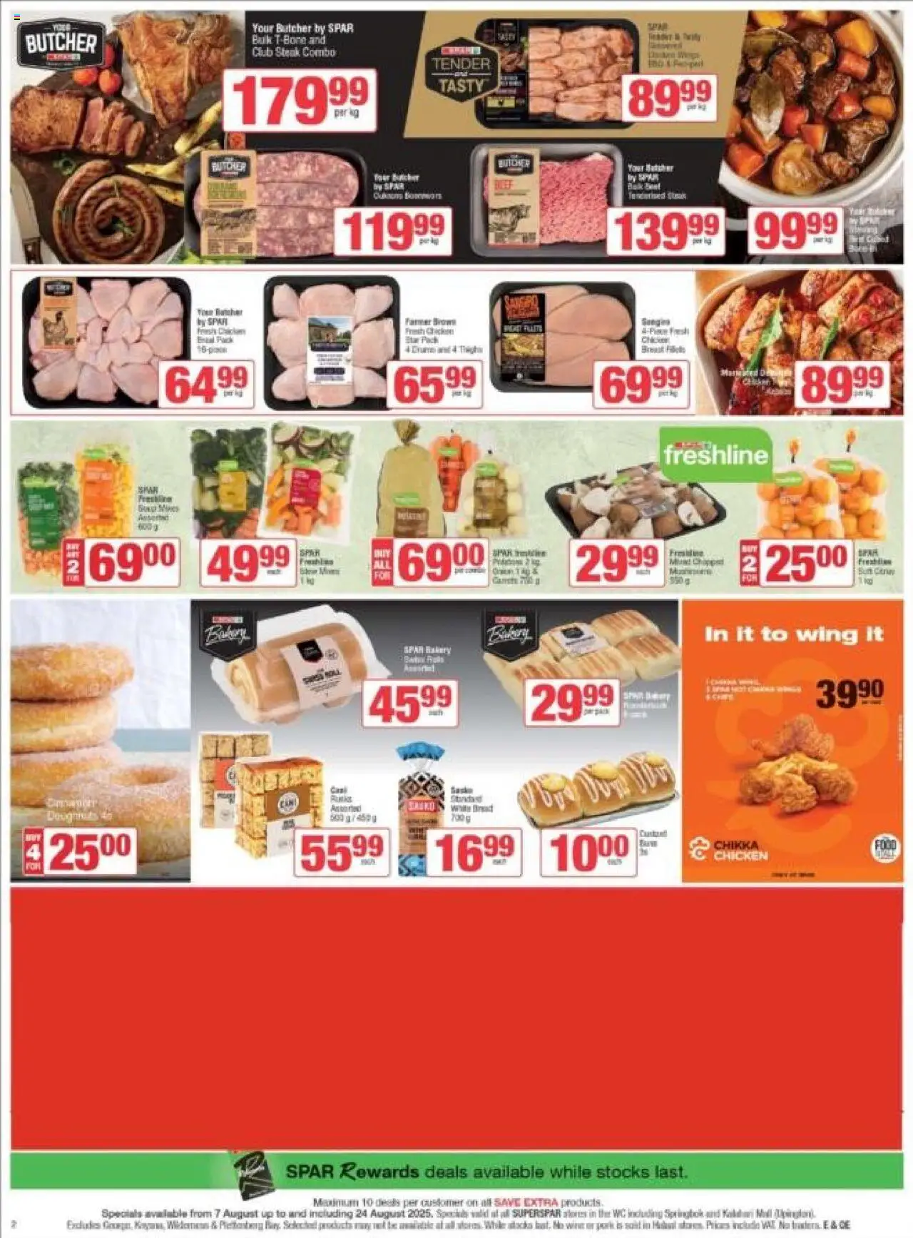 Superspar - Western Cape - Weekly Specials │ valid from 07.08.2025 | Page: 2 | Products: Bakery, Steak, Chicken
