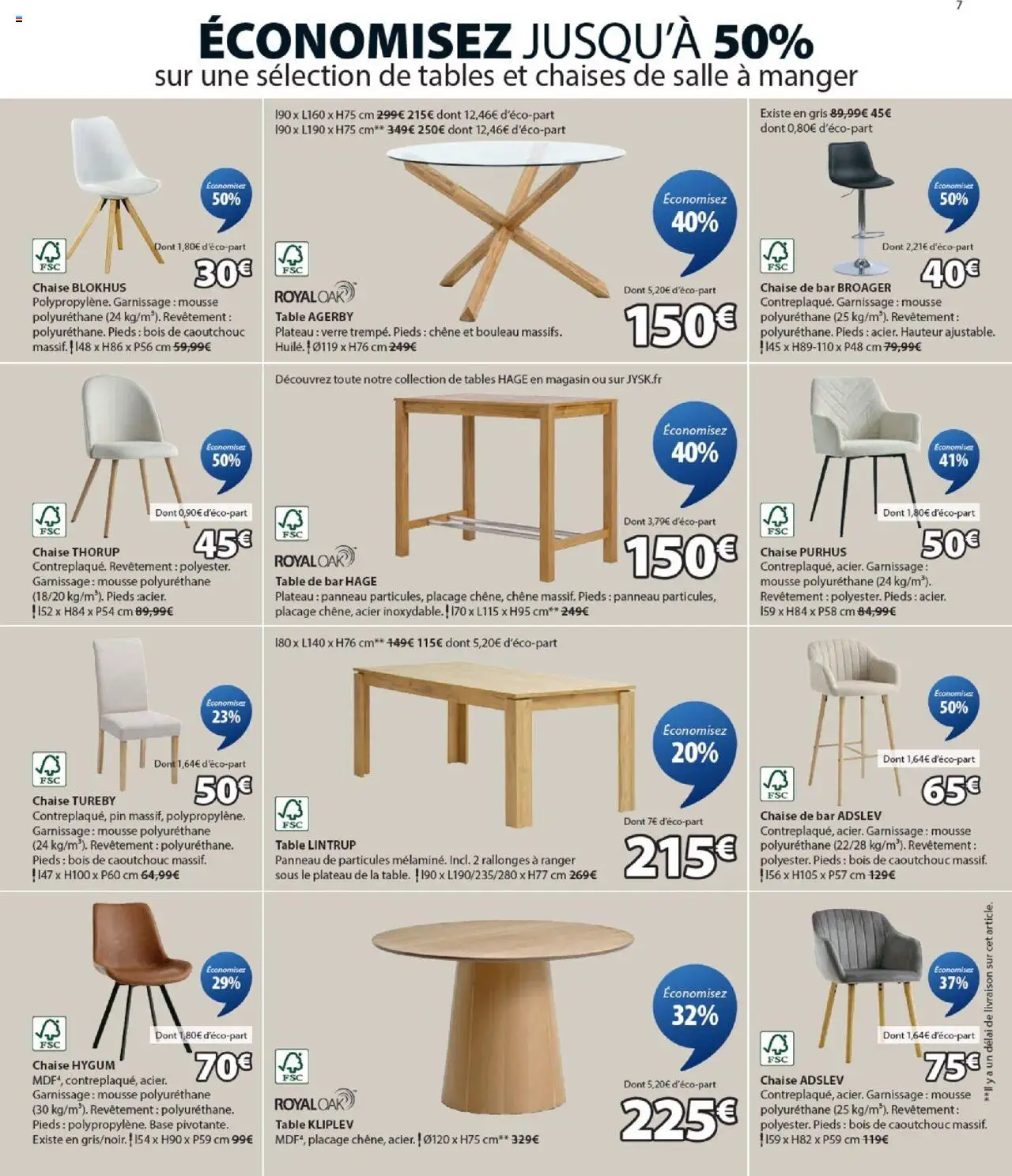 {H1} | Page: 7 | Produits: Base, Table, Chaise, Chaise de bar