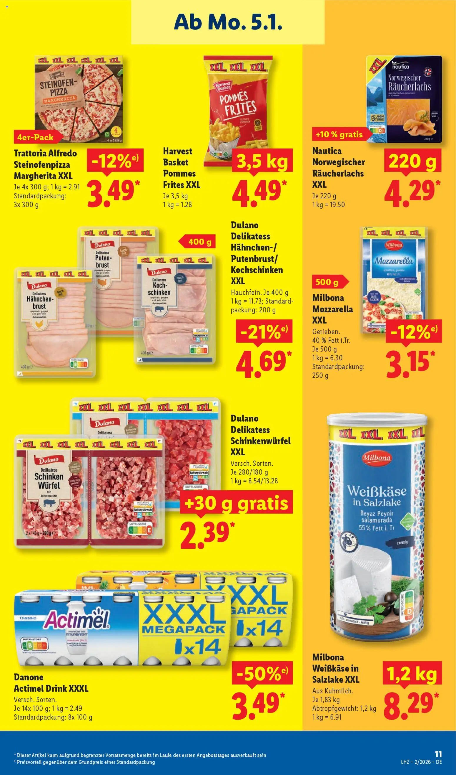 Lidl Prospekt München – gültig ab 05.01.2026 | Seite: 17 | Produkte: Hahnchen, Pommes, Räucherlachs, Schinken