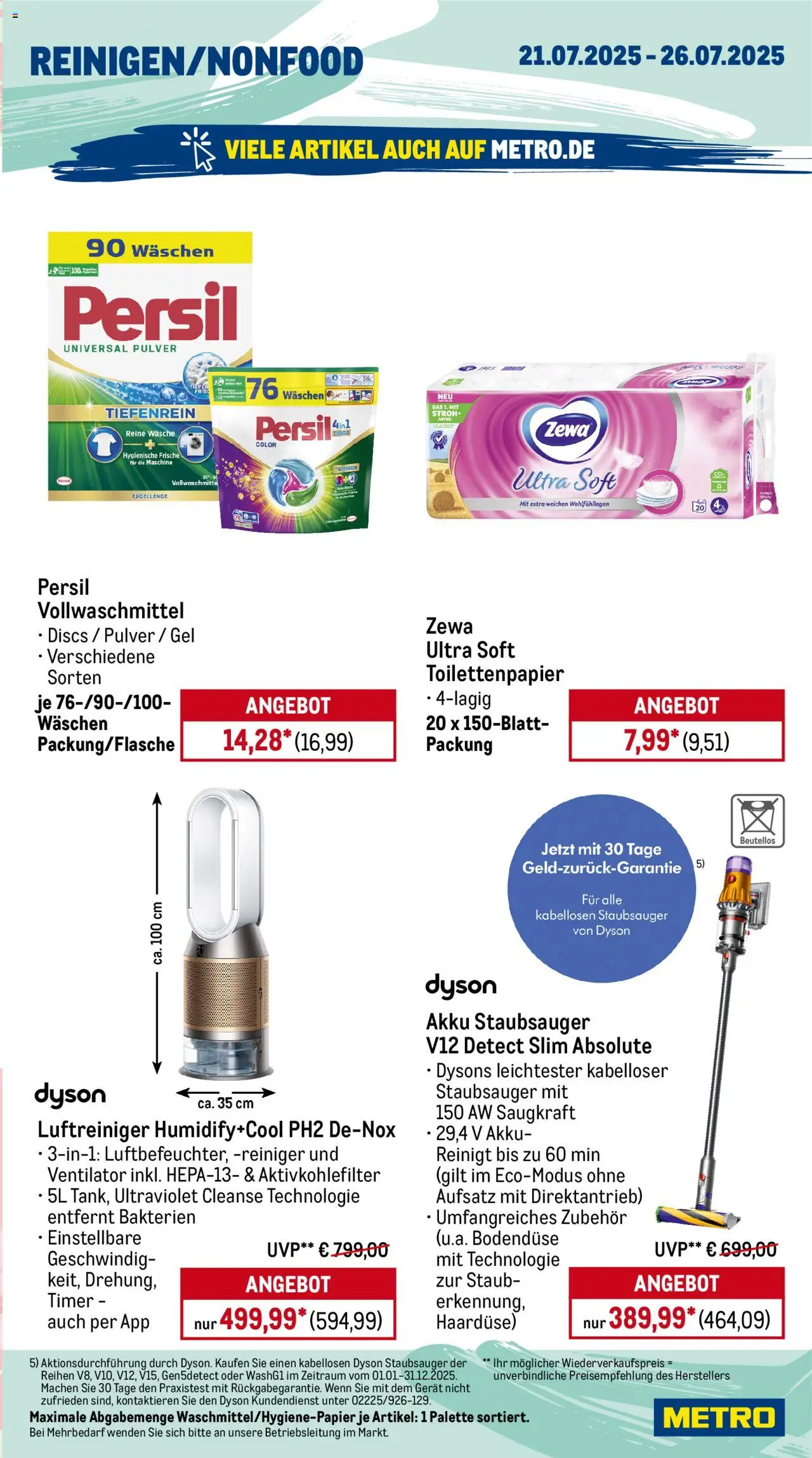 Metro Prospekt 	 - gültig ab dem 21.07.2025 | Seite: 17 | Produkte: Dyson, Staubsauger, Luftreiniger, Toilettenpapier