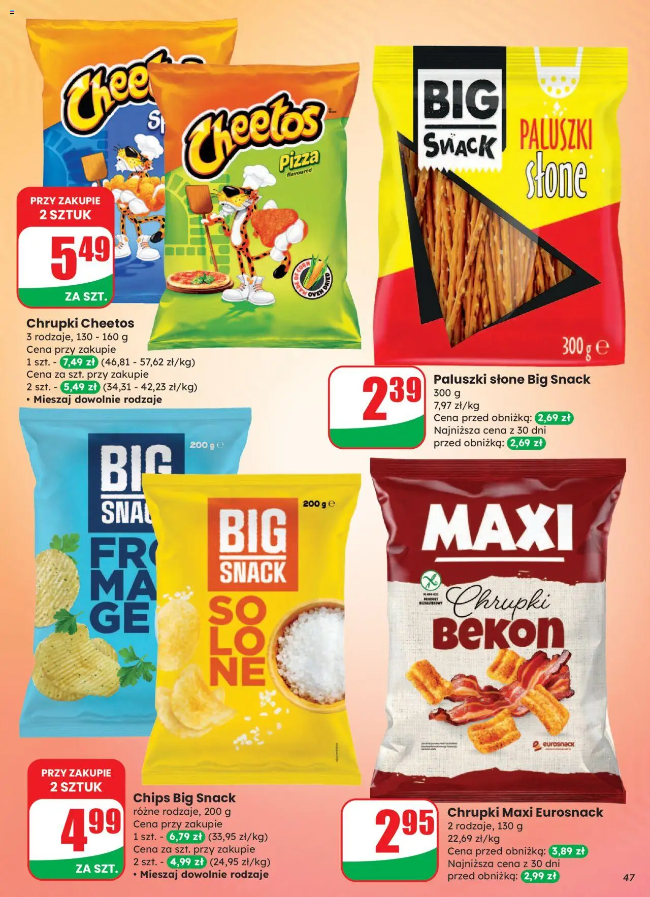 Dino Gazetka od 27.08.2025 | Strona: 47 | Produkty: Chrupki, Bekon, Paluszki, Pizza