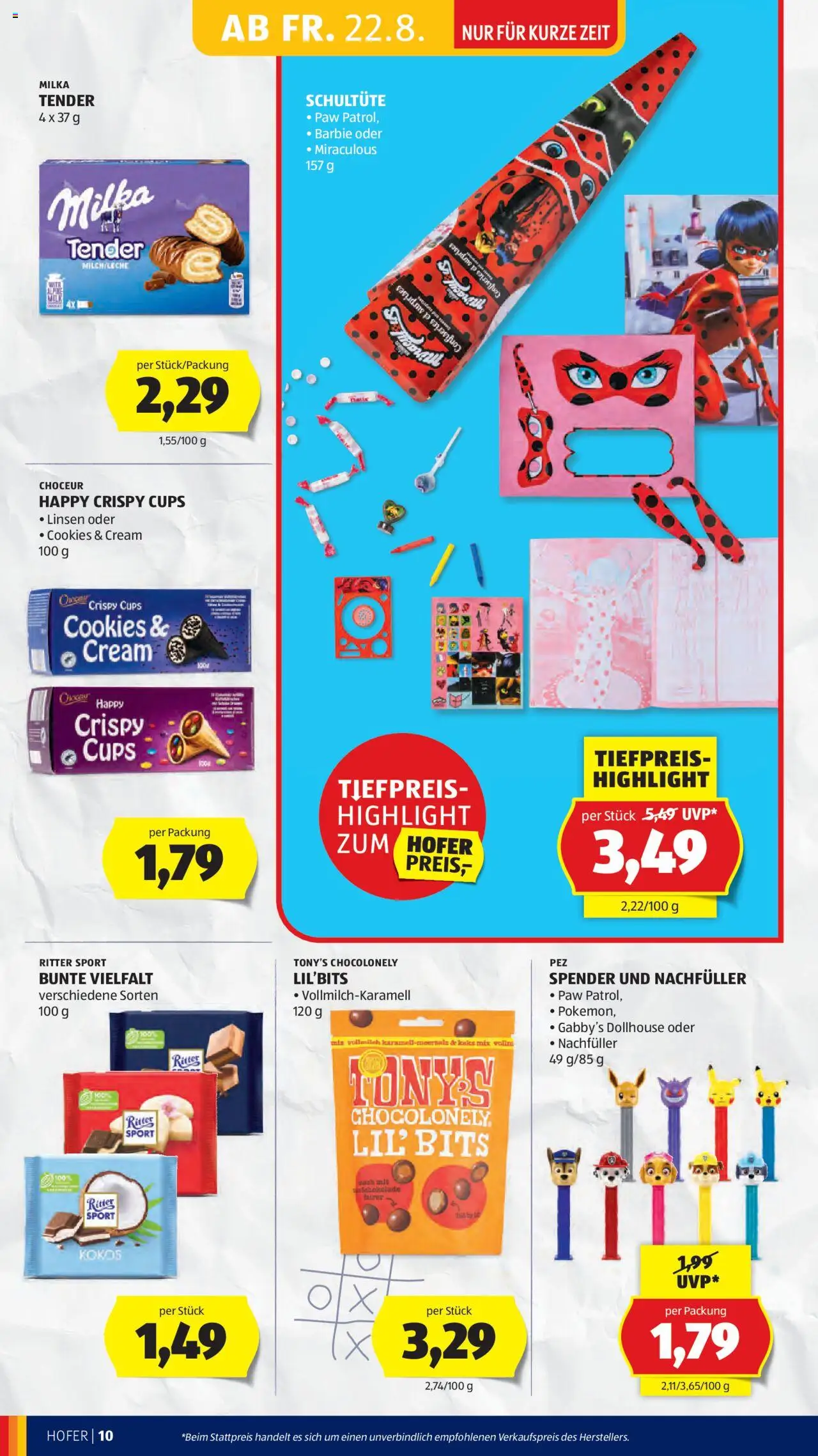 Hofer Flugblatt gültig ab 22.08.2025 | Seite: 12 | Produkte: Schokolade