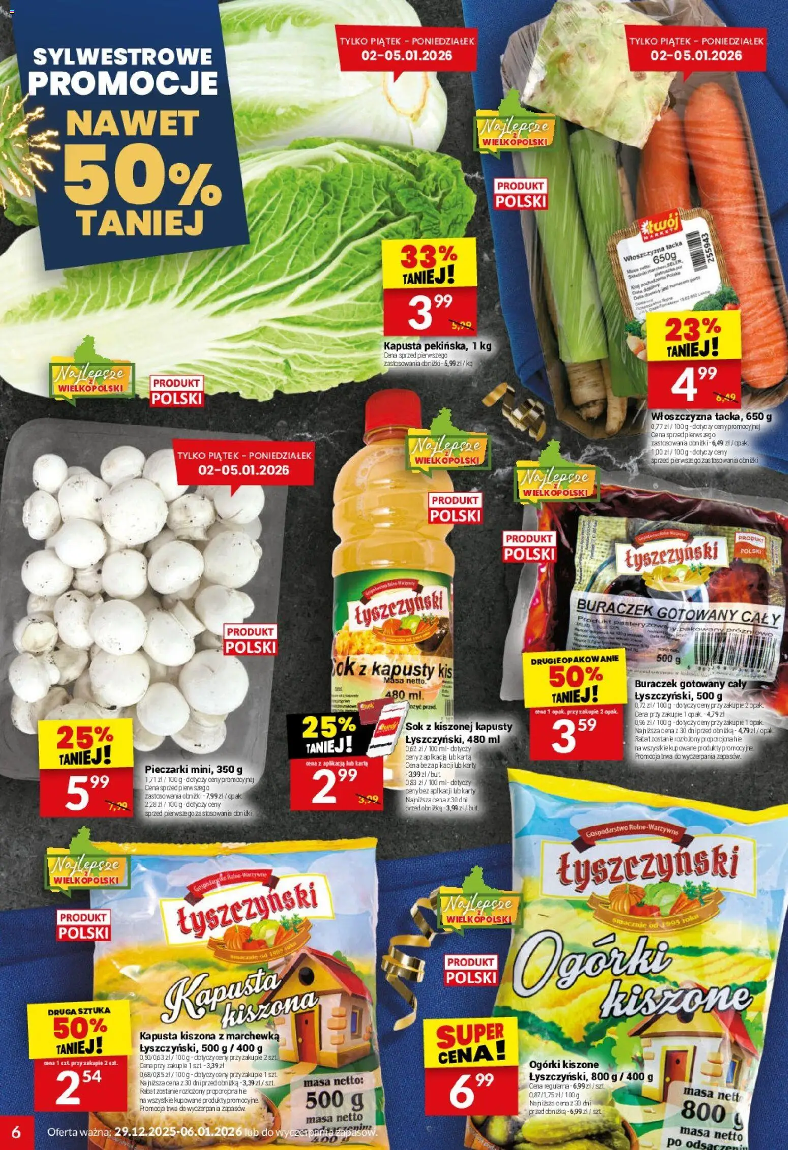 Twój Market Gazetka od 29.12.2025 | Strona: 6 | Produkty: Karta, Kapusta kiszona, Sok, Marchewka