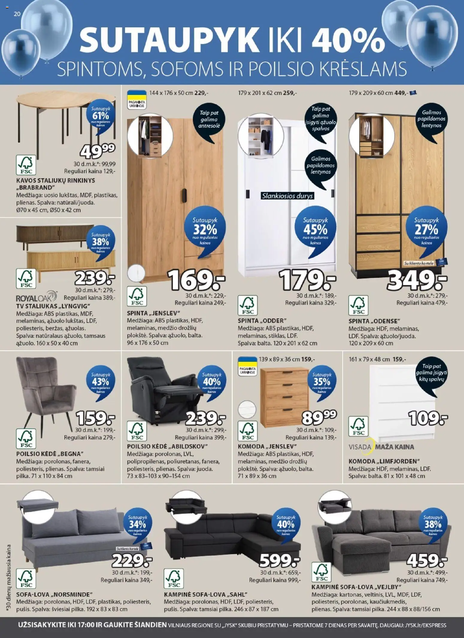 JYSK akcijos nuo 31.03.2026 | Puslapis: 20 | Prekių: Spinta, Komoda, Tv, Kėdė