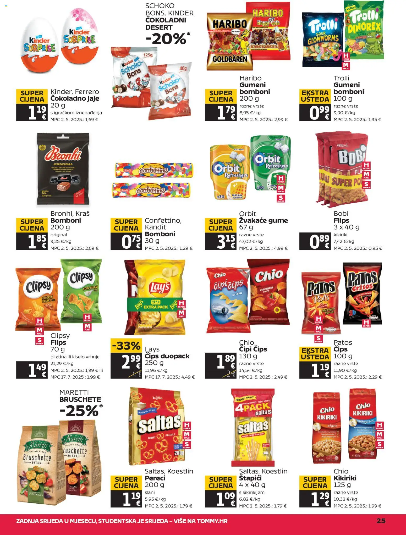 Tommy katalog | vrijedi od 20.11.2025 | Stranica: 25 | Proizvodi: Žvakaće gume, Bomboni, Čips, Štapići