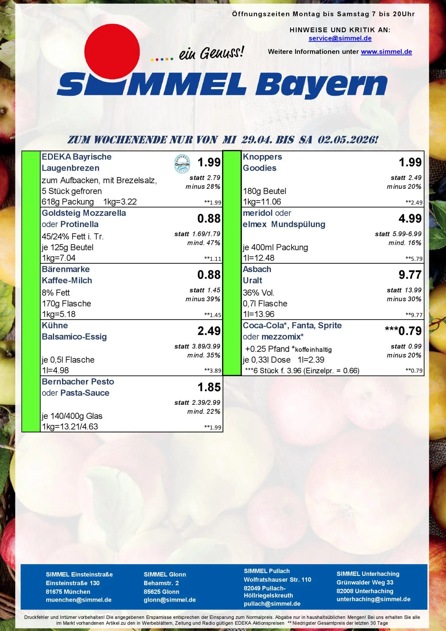 Simmel Bayern – gültig ab 27.04.2026 | Seite: 9 | Produkte: Sprite, Mozzarella, Radio, Asbach