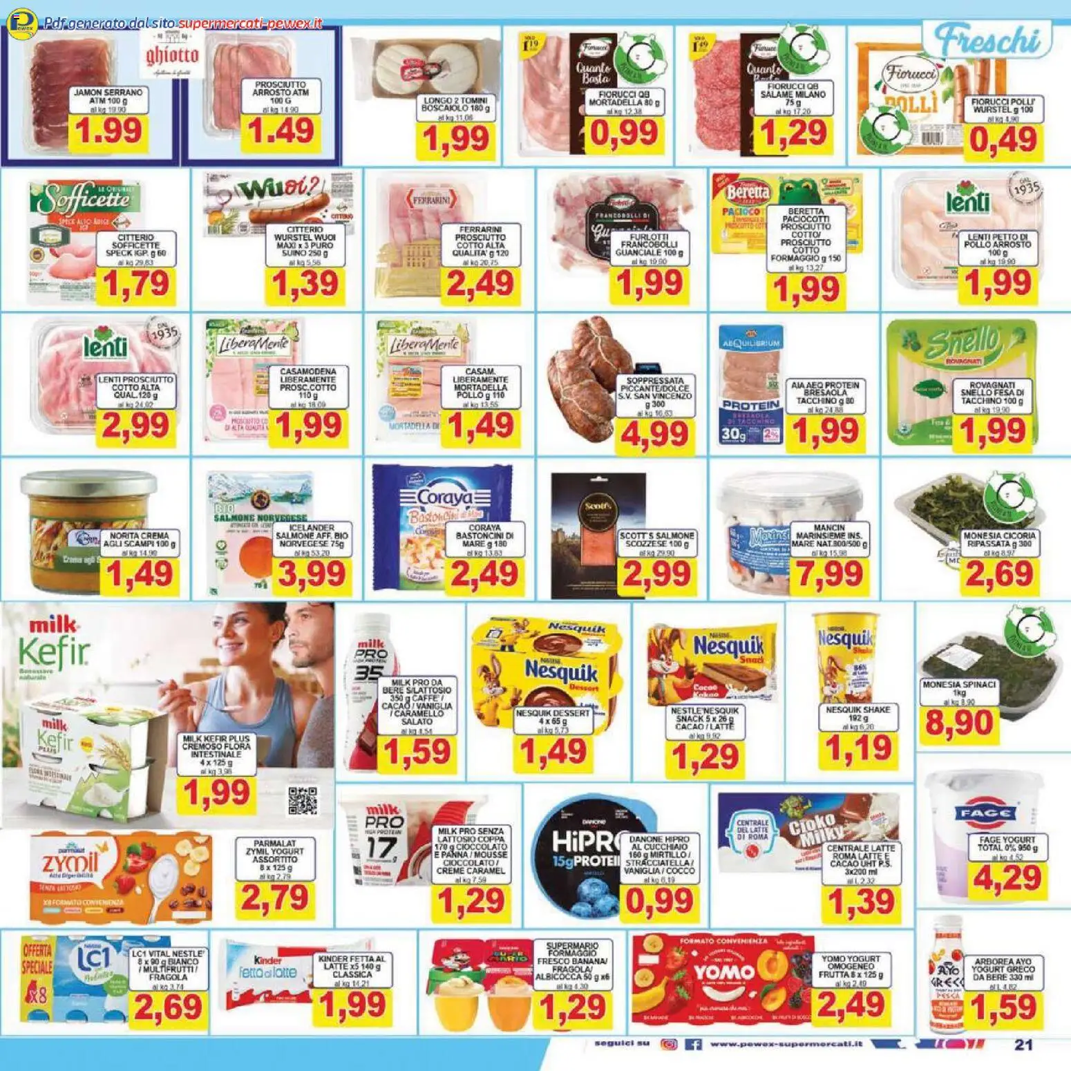 Volantino Pewex del 13.02.2026 | Pagina: 21 | Prodotti: Prosciutto Cotto, Salame, Tacchino, Spinaci