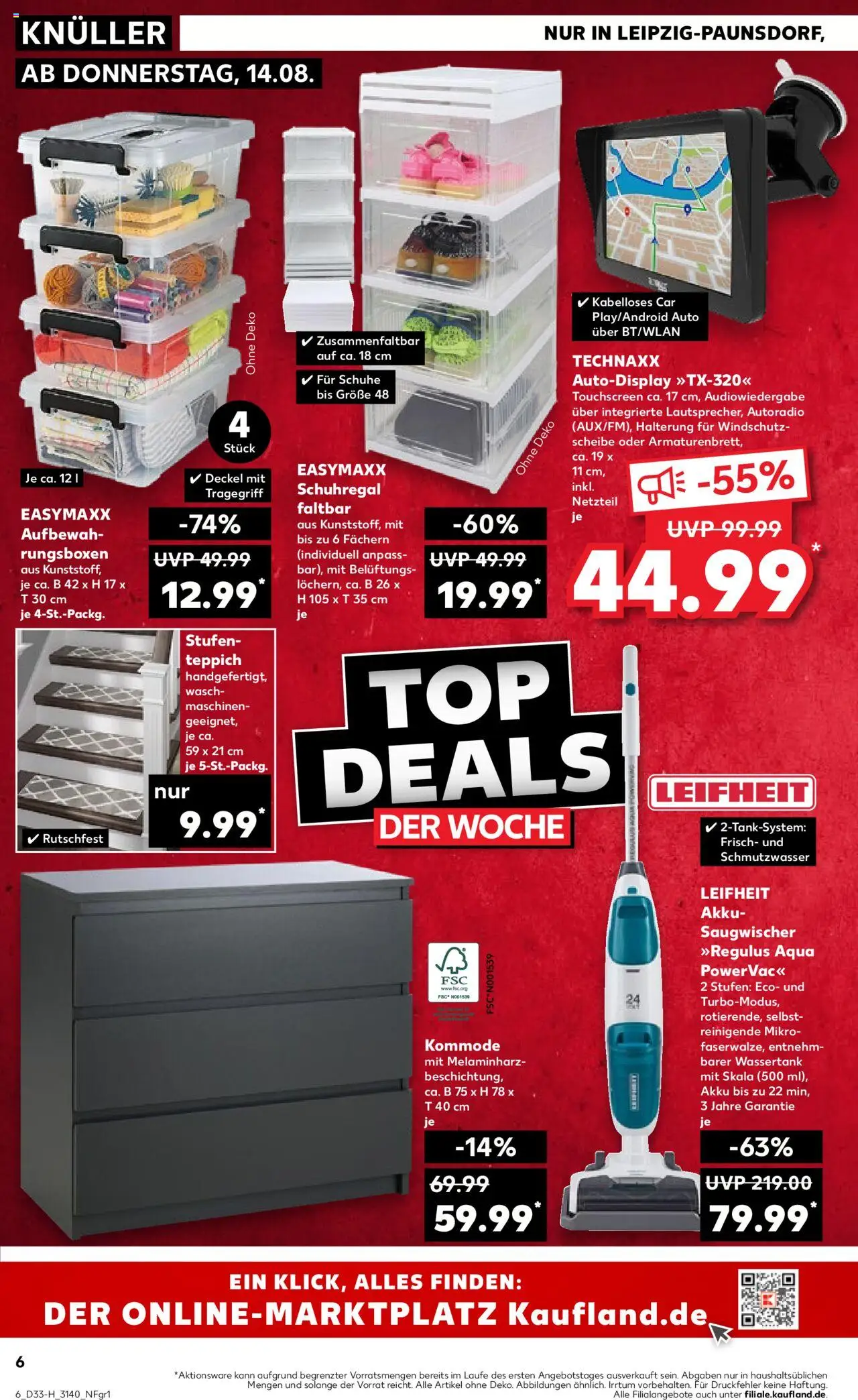 Kaufland prospekt Leipzig	 - gültig ab dem 14.08.2025 | Seite: 6 | Produkte: Kommode, Teppich, Schuhregal, Netzteil